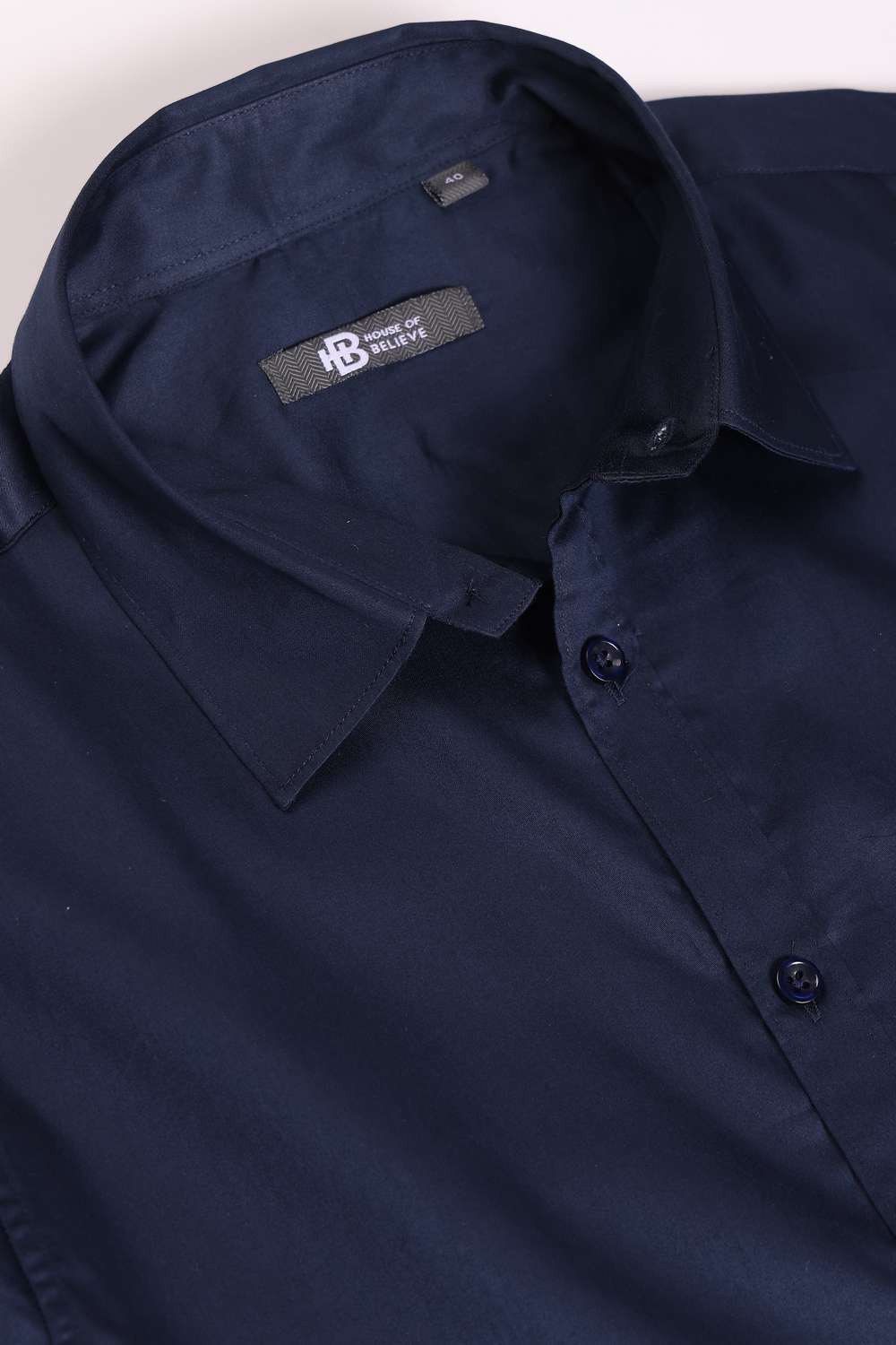 Mens Formal Satin Navy Shirt