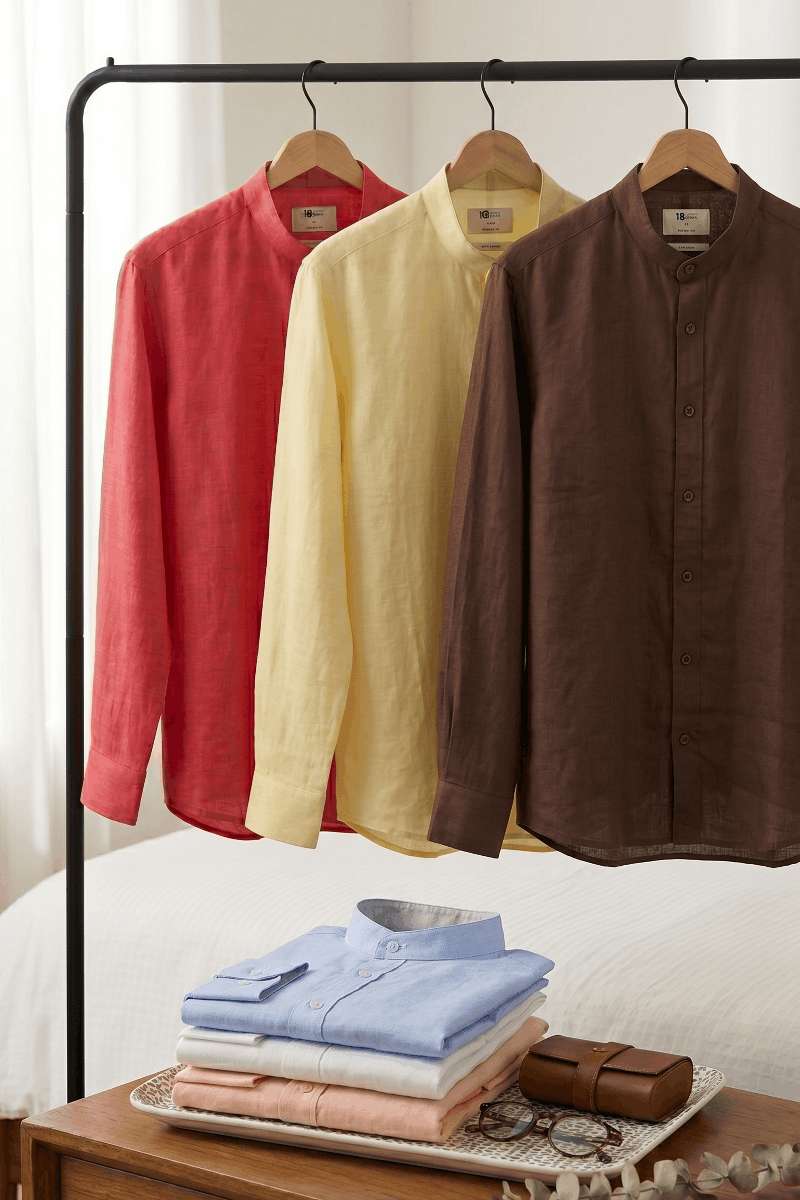Men's Pure Linen Mandarin Collar Shirt - extra image 2