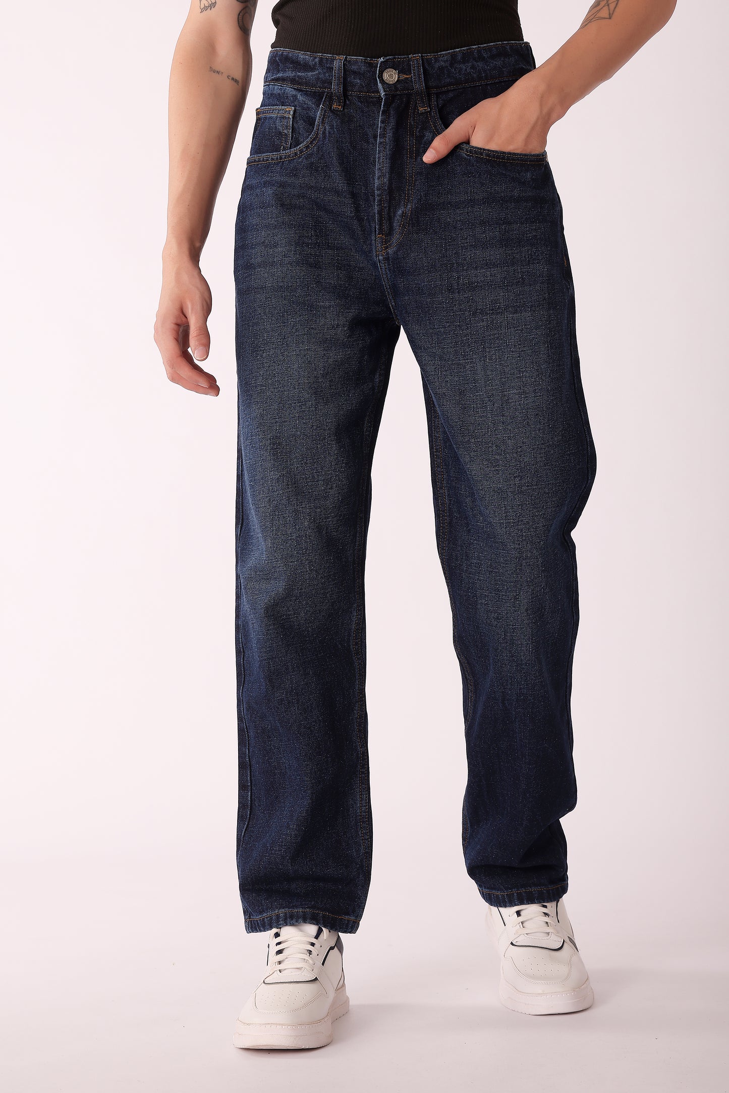 Men's Indigo Washed Straight Fit Jeans - Indigo