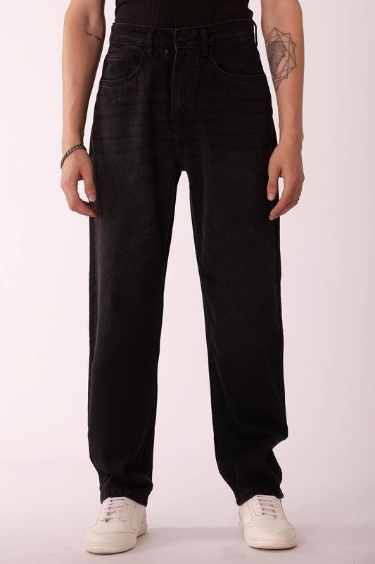 Men's Black Washed Straight fit Jeans