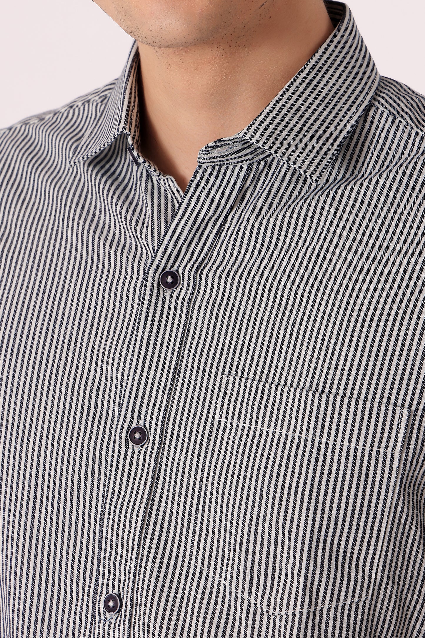 Men's cotton Stripe Shirt Half Sleeve - extra image 5
