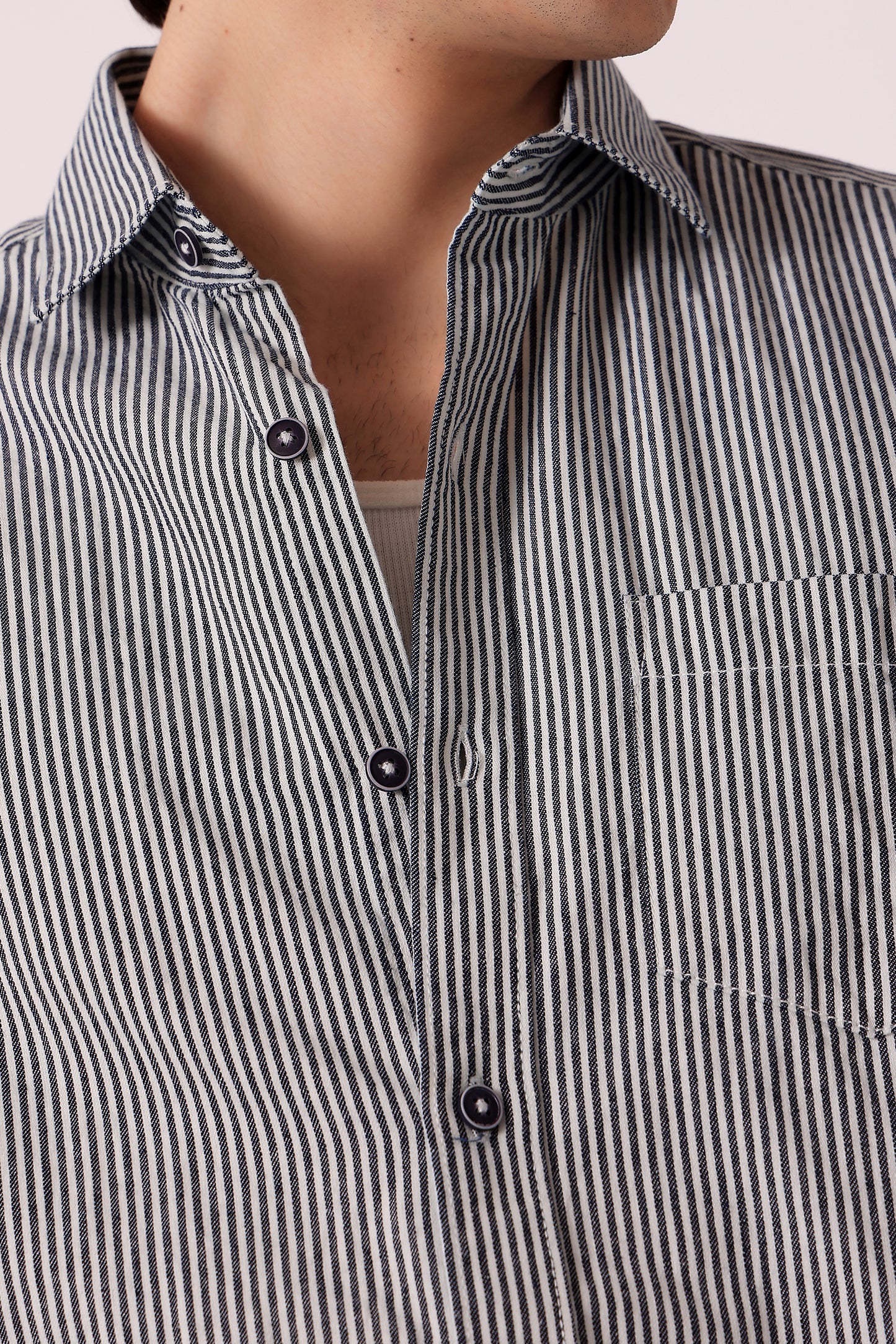 Men's cotton Stripe Shirt Half Sleeve - extra image 6