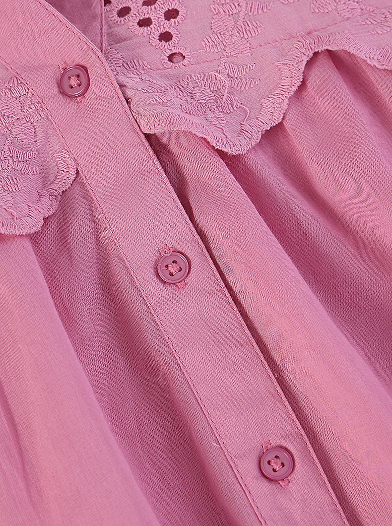 women schiffli lace yoke button-down shirt - extra image 6