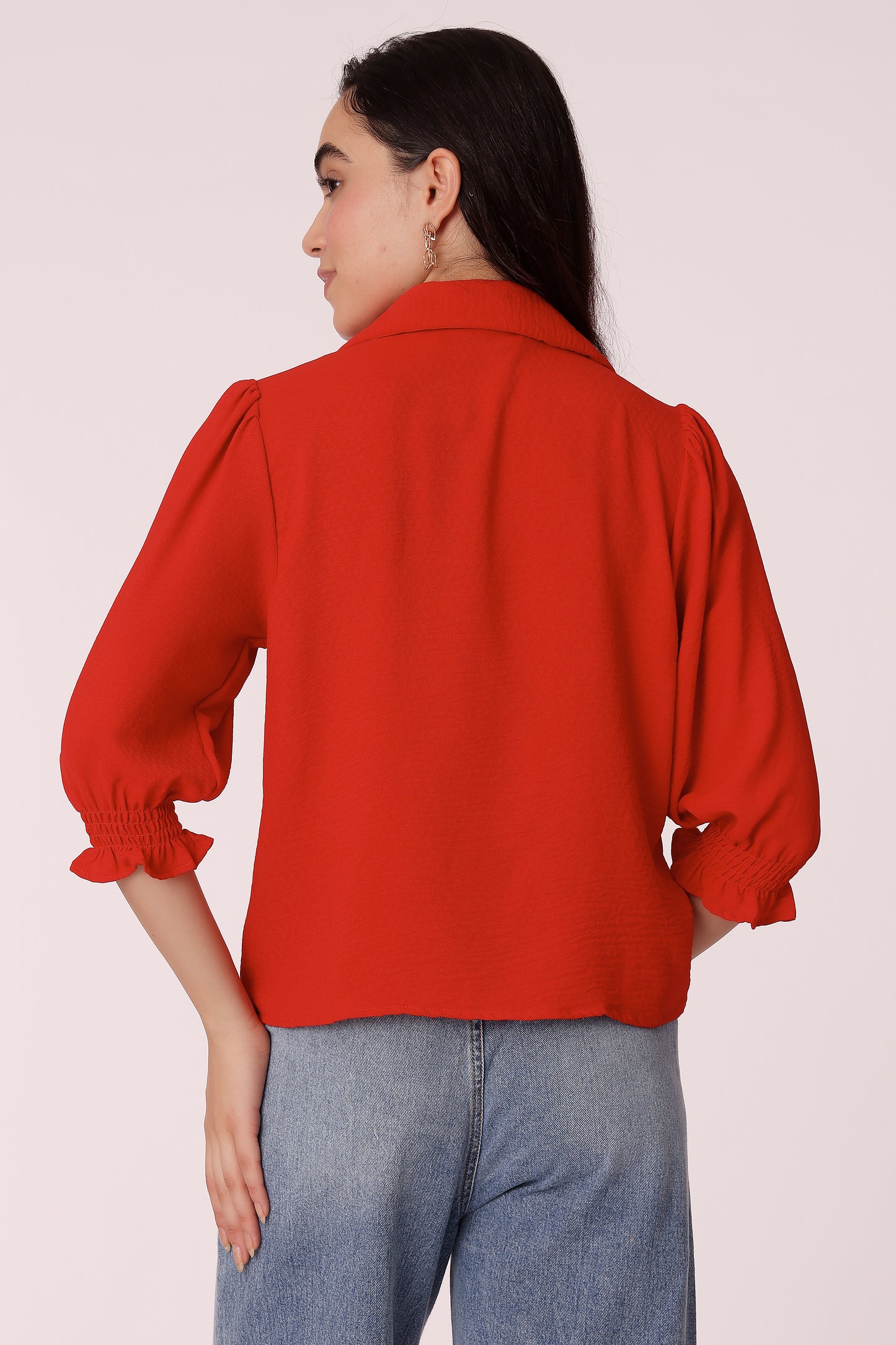 women collared shirt with puff sleeves - extra image 2