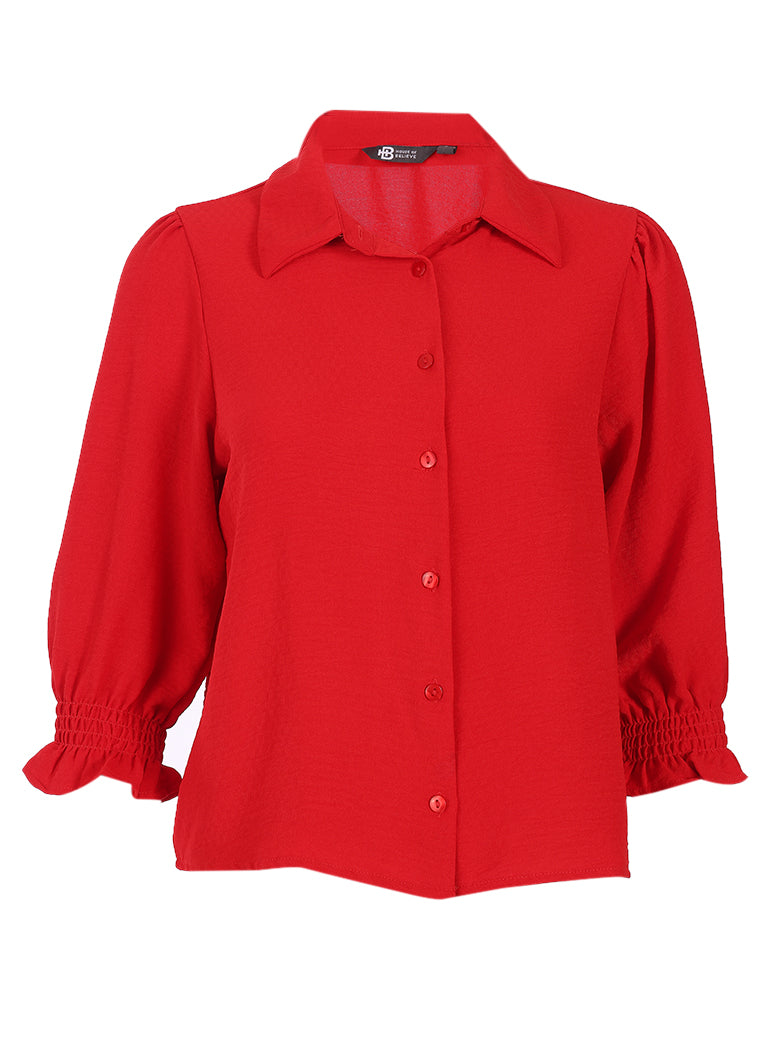 women collared shirt with puff sleeves - extra image 4