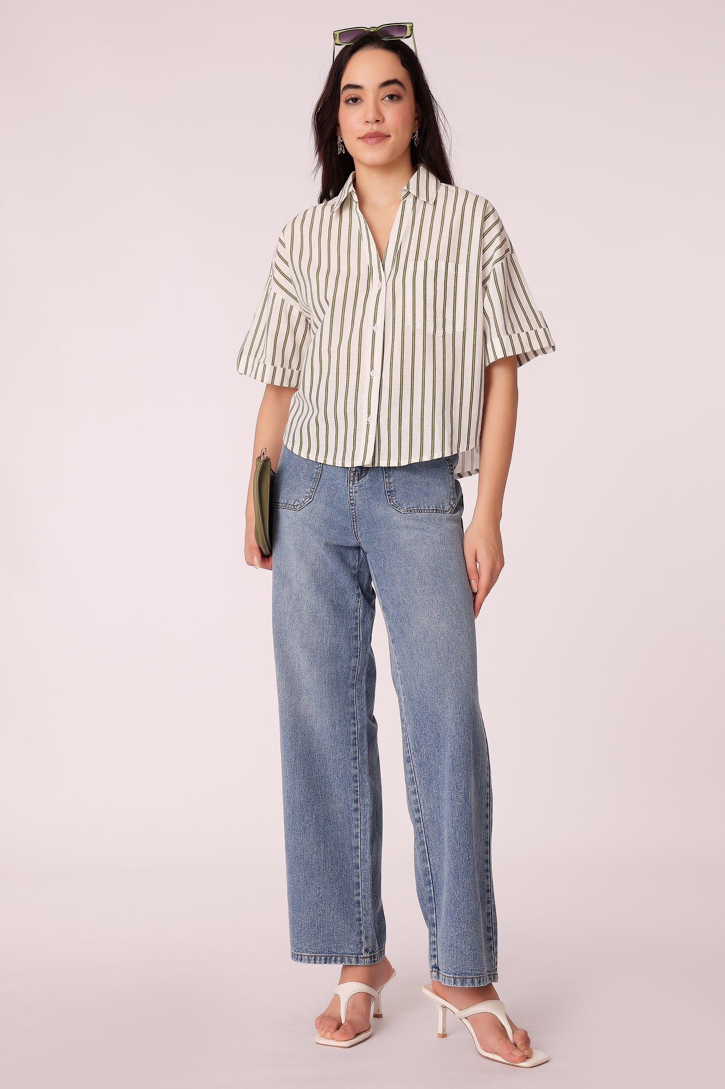 women relaxed fit striped cotton shirt - extra image 3