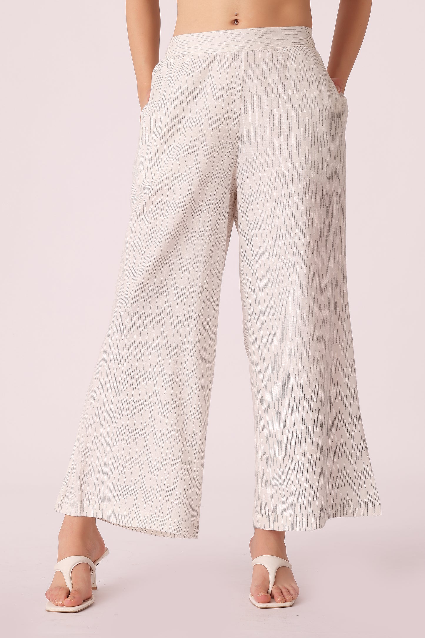 woven cotton slub pants - Off White
