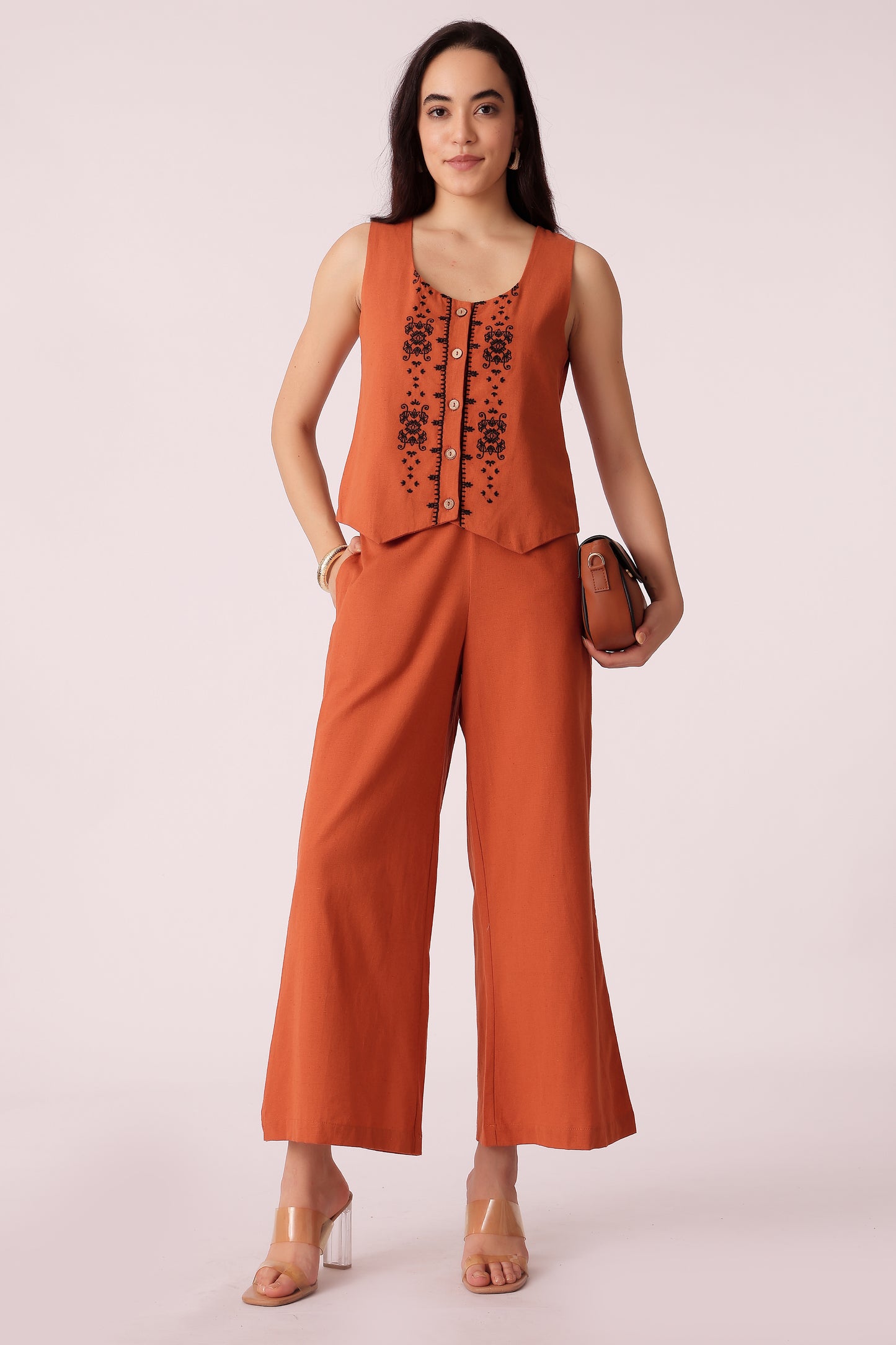 womens embroidered cotton waistcoat - extra image 3