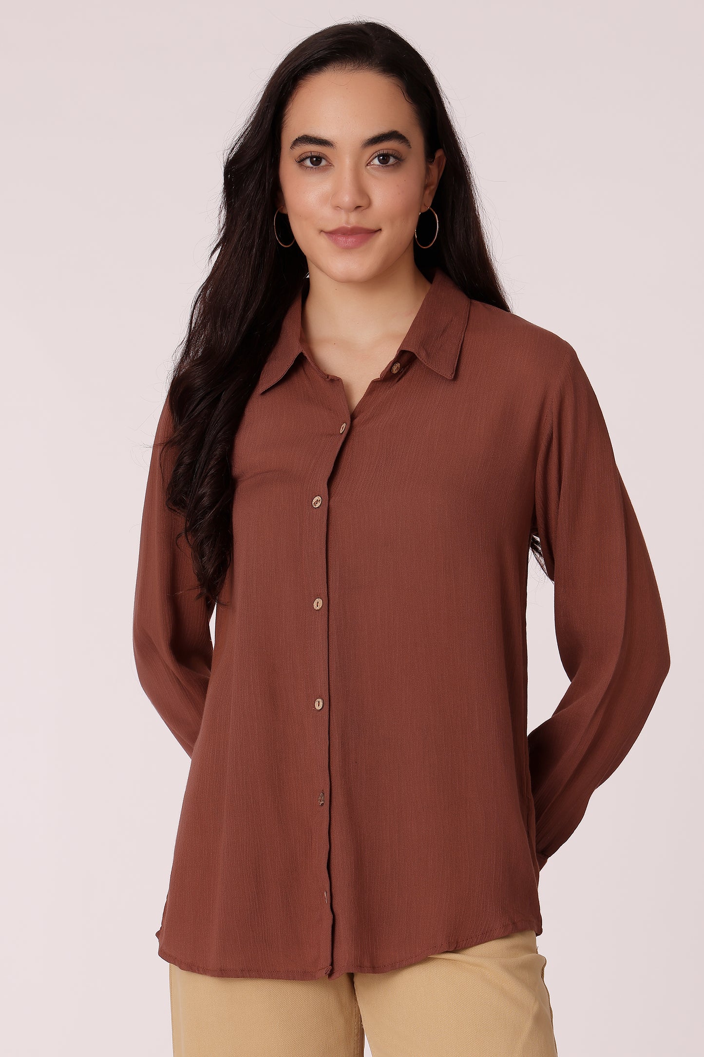 womens relaxed fit shirt - Brown
