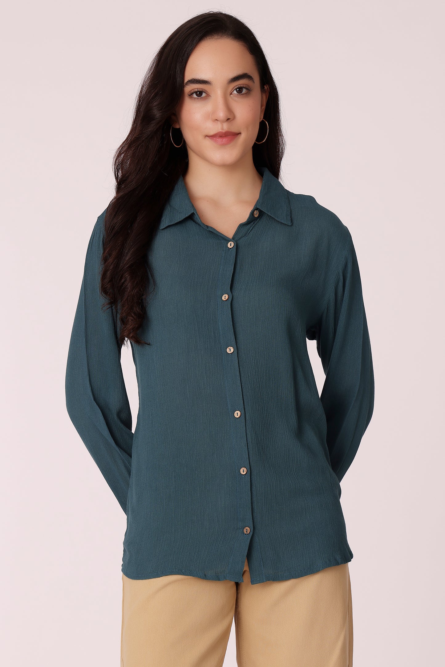 womens relaxed fit shirt - Teal