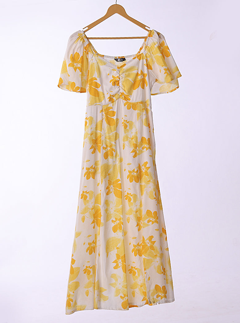 women square neck puff sleeve floral dress - extra image 4