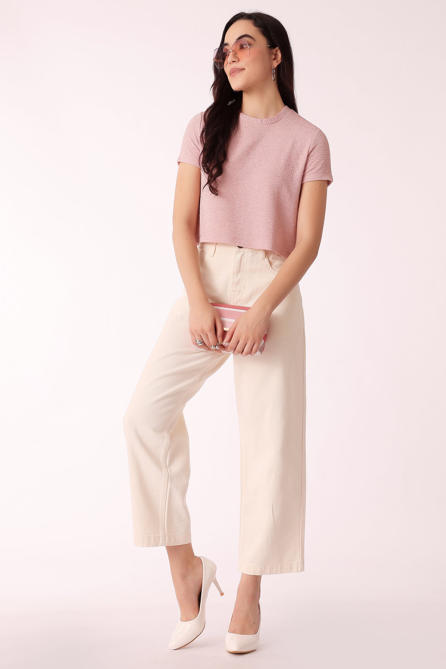 womens textured crop tee - extra image 3