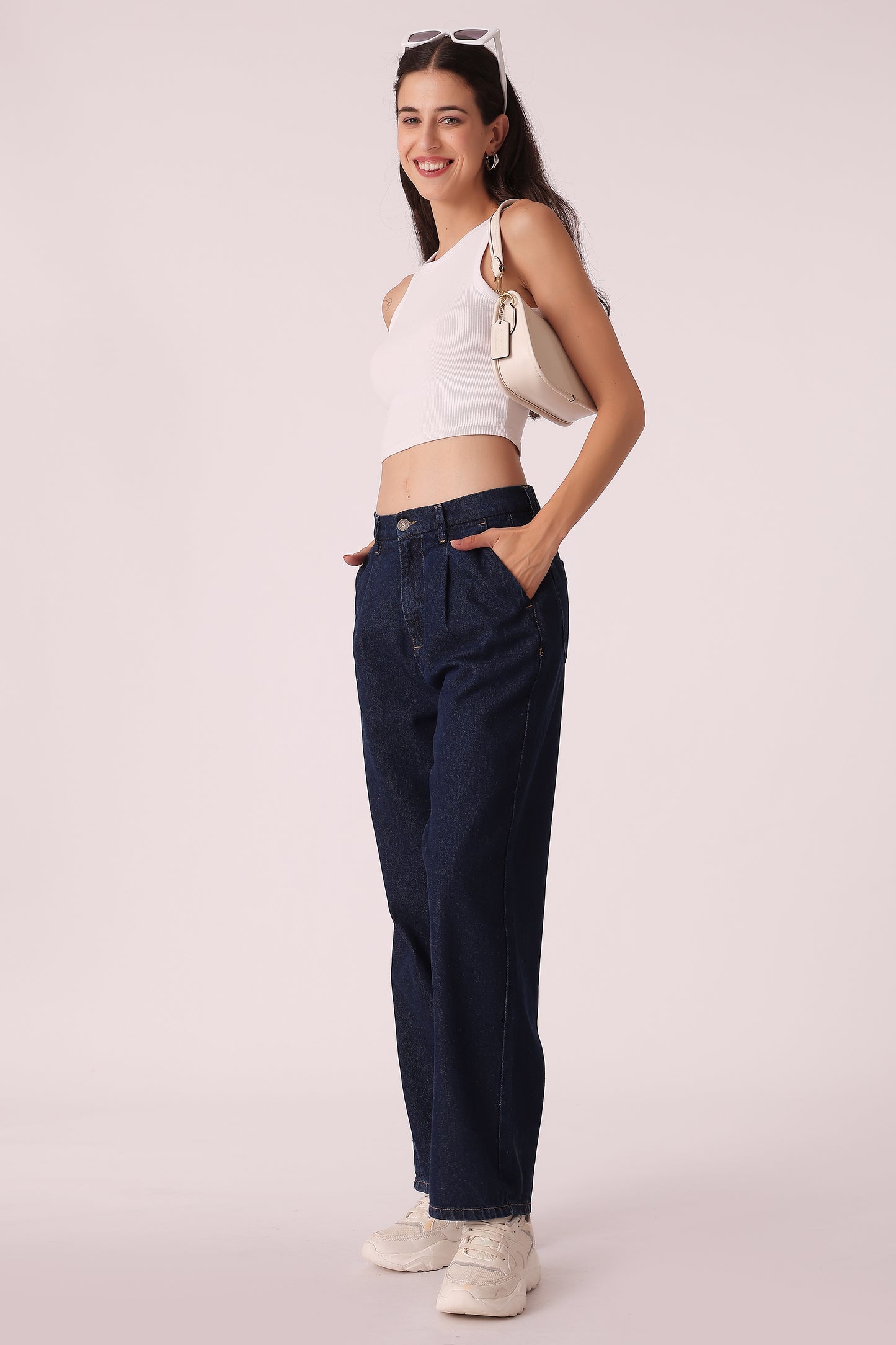 pleated cotton jeans - extra image 3