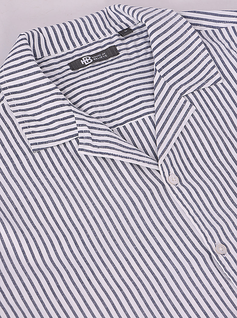 Men's Stripe Seersucker Shirt Half Sleeve - extra image 4