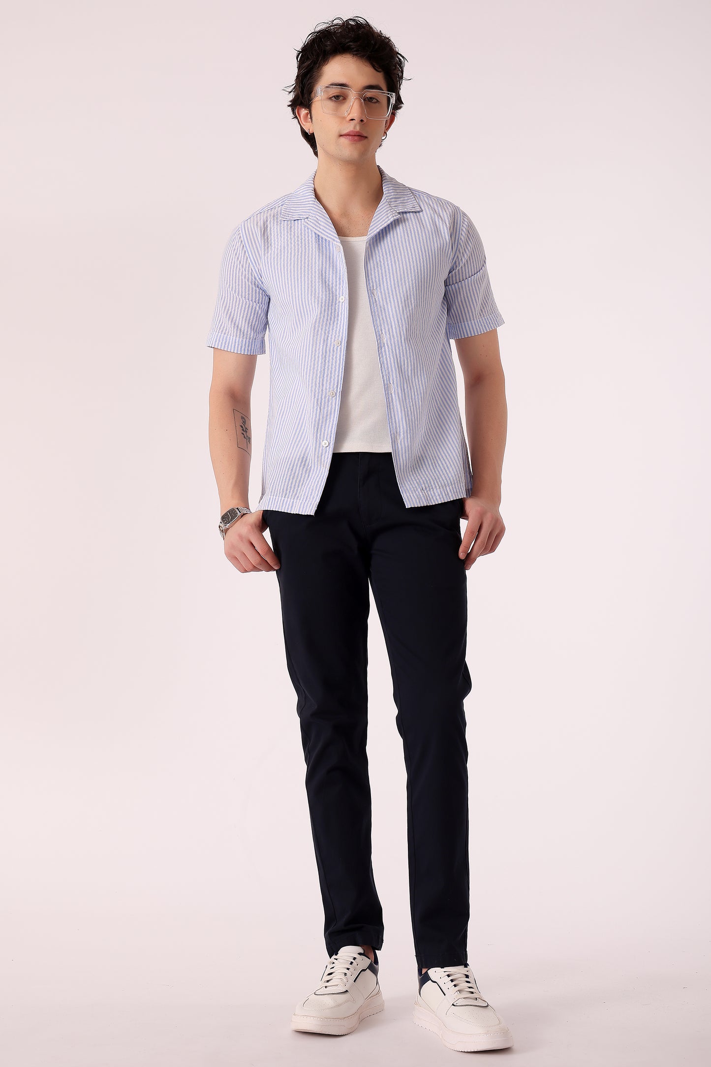 Men's Stripe Seersucker Shirt Half Sleeve - extra image 3