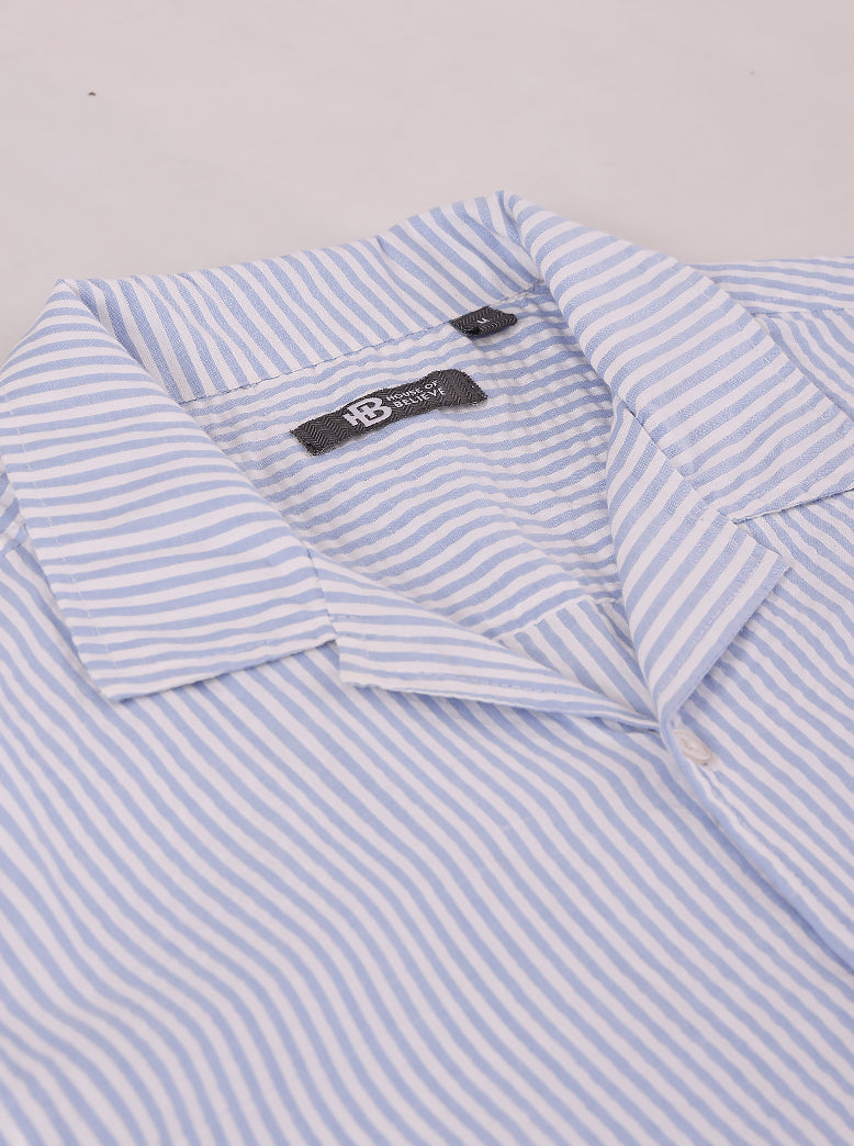 Men's Stripe Seersucker Shirt Half Sleeve - extra image 2