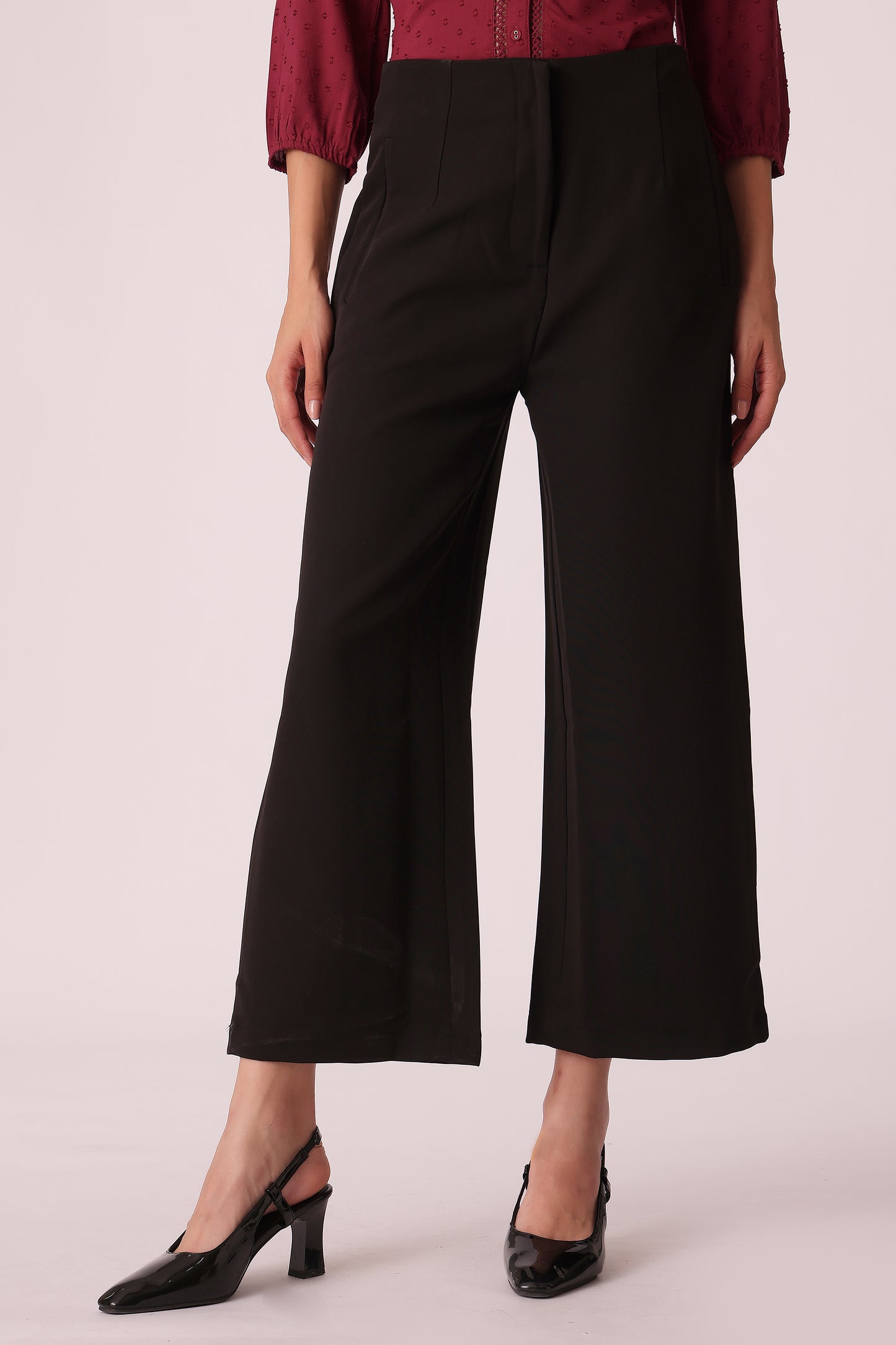 western regular fit casual solid pants - Black