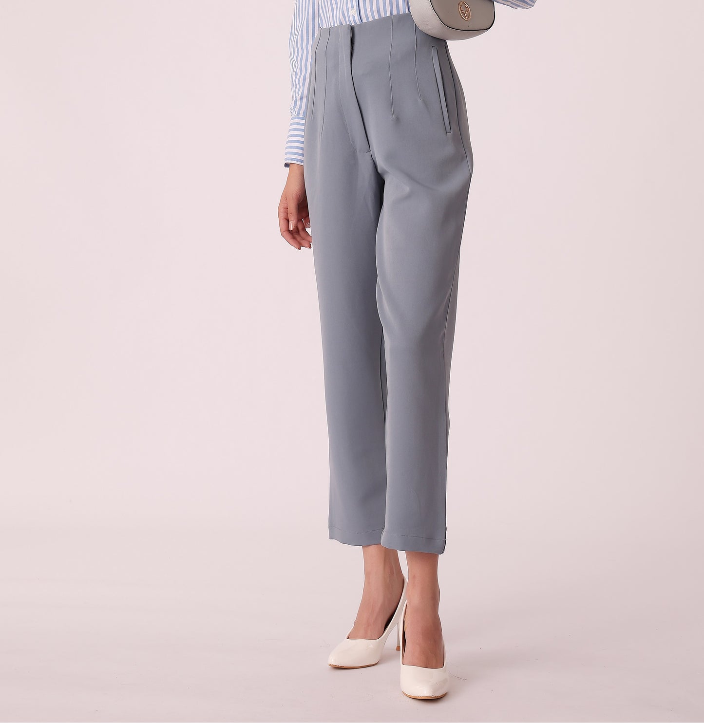 Western Regular Fit Casual Solid Pants - Ice Blue