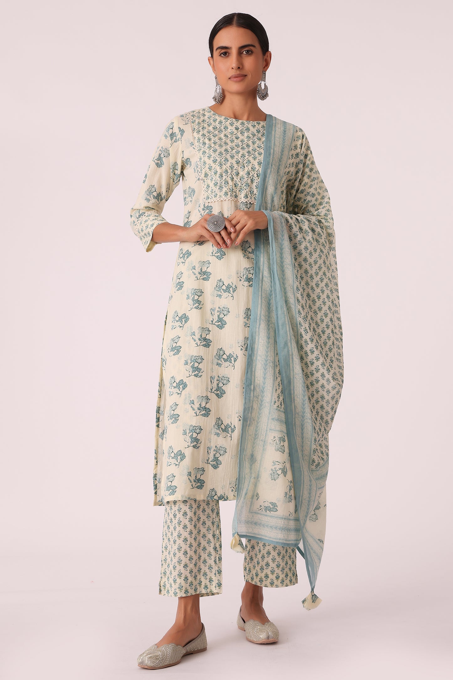 ETHNIC STRAIGHT FIT EMBROIDERY SKD - Blue