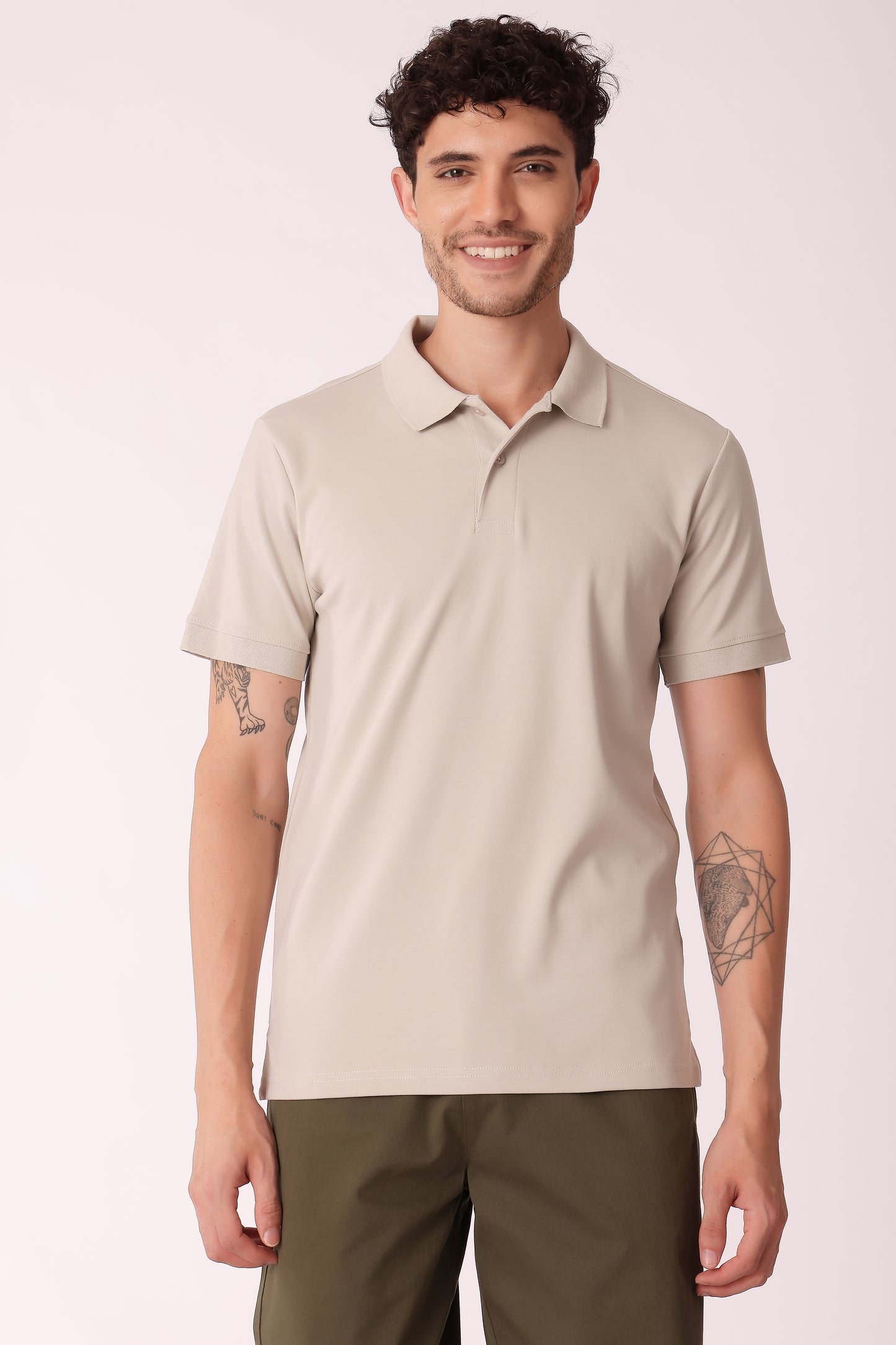 Men's Regular Fit Interlock Polo Tshirt - Light Grey