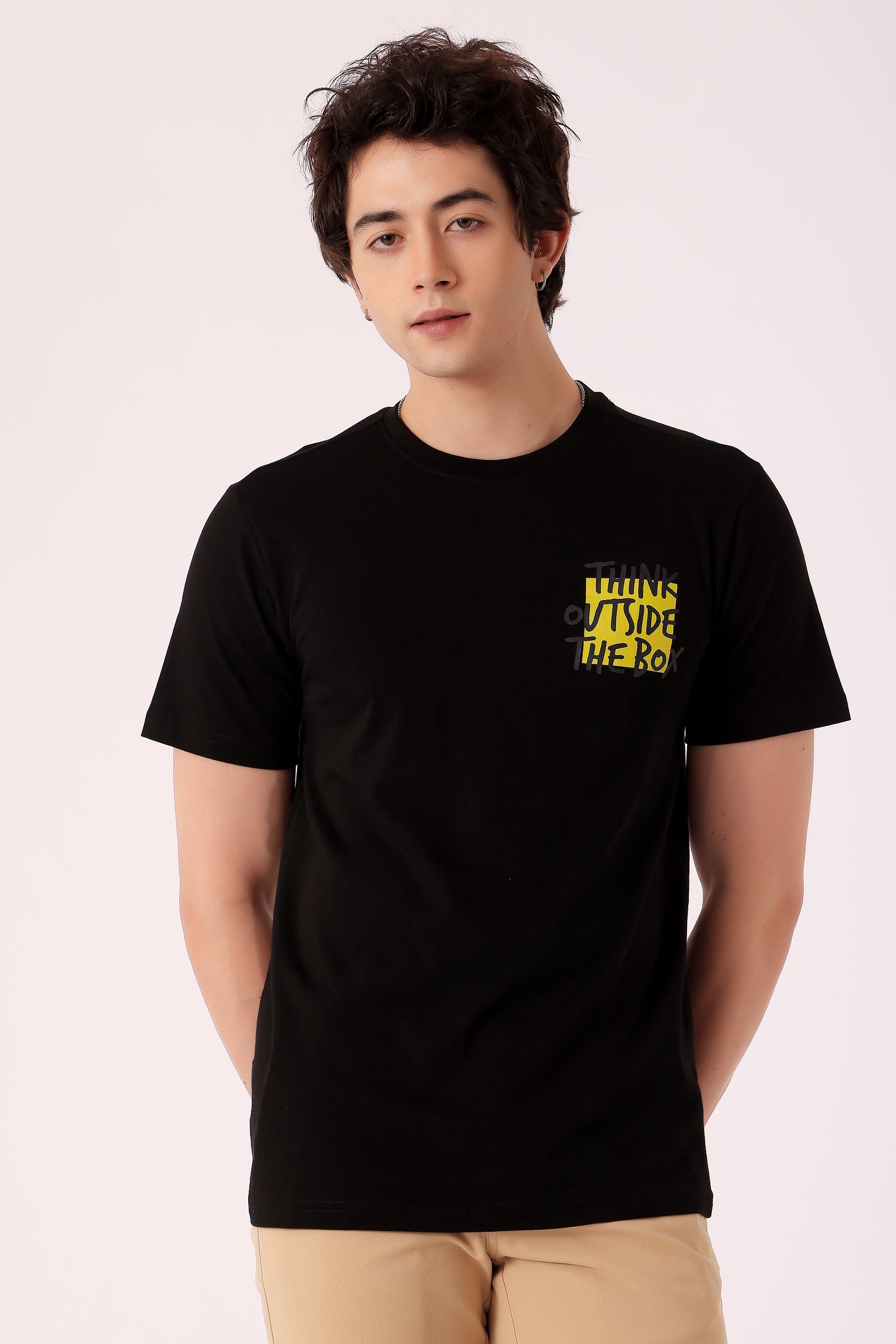Men's Regualr fit Cotton Graphic Tshirts - Black