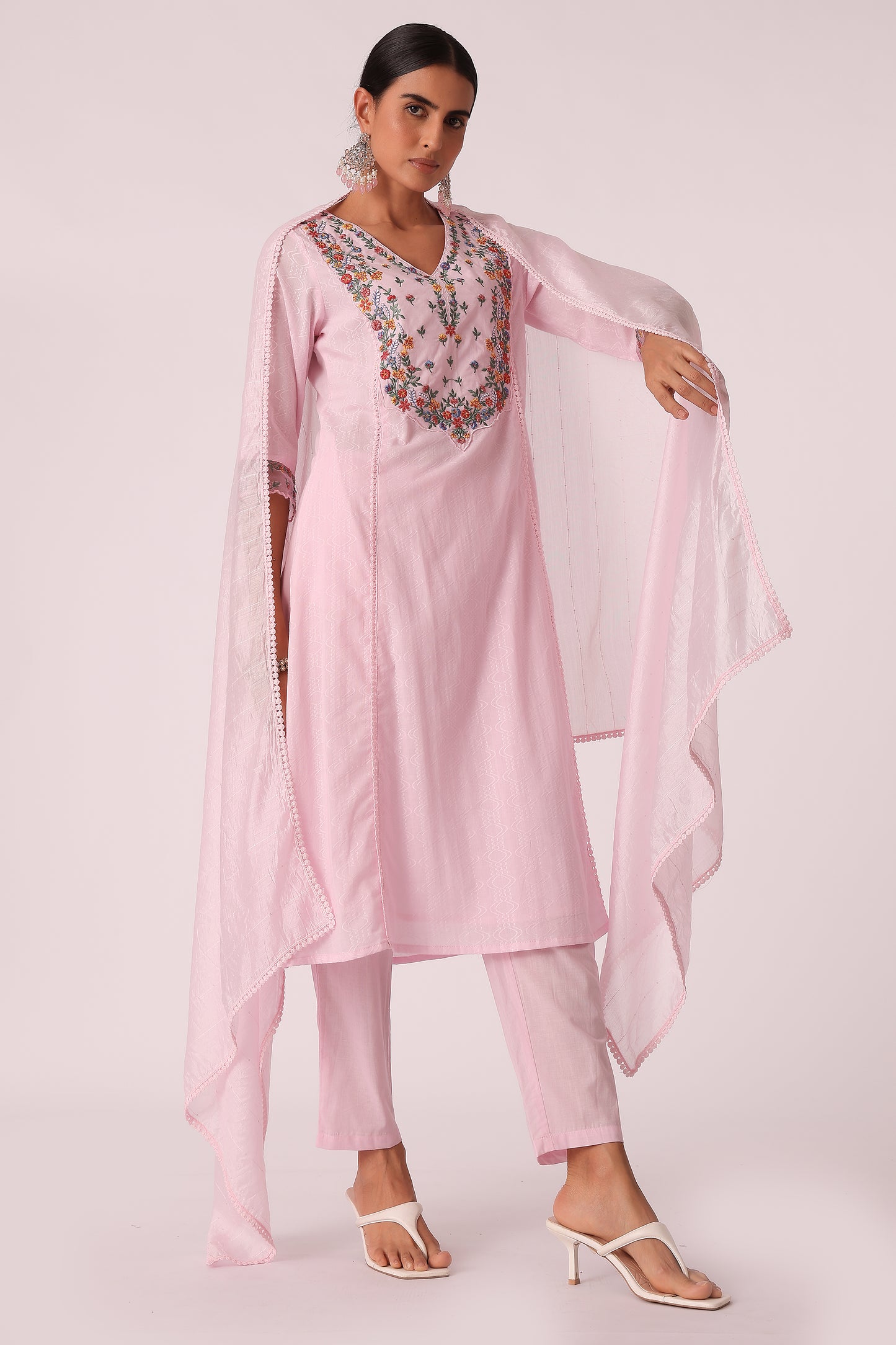 ETHNIC REGULAR FIT EMBROIDERY SKD - Baby Pink