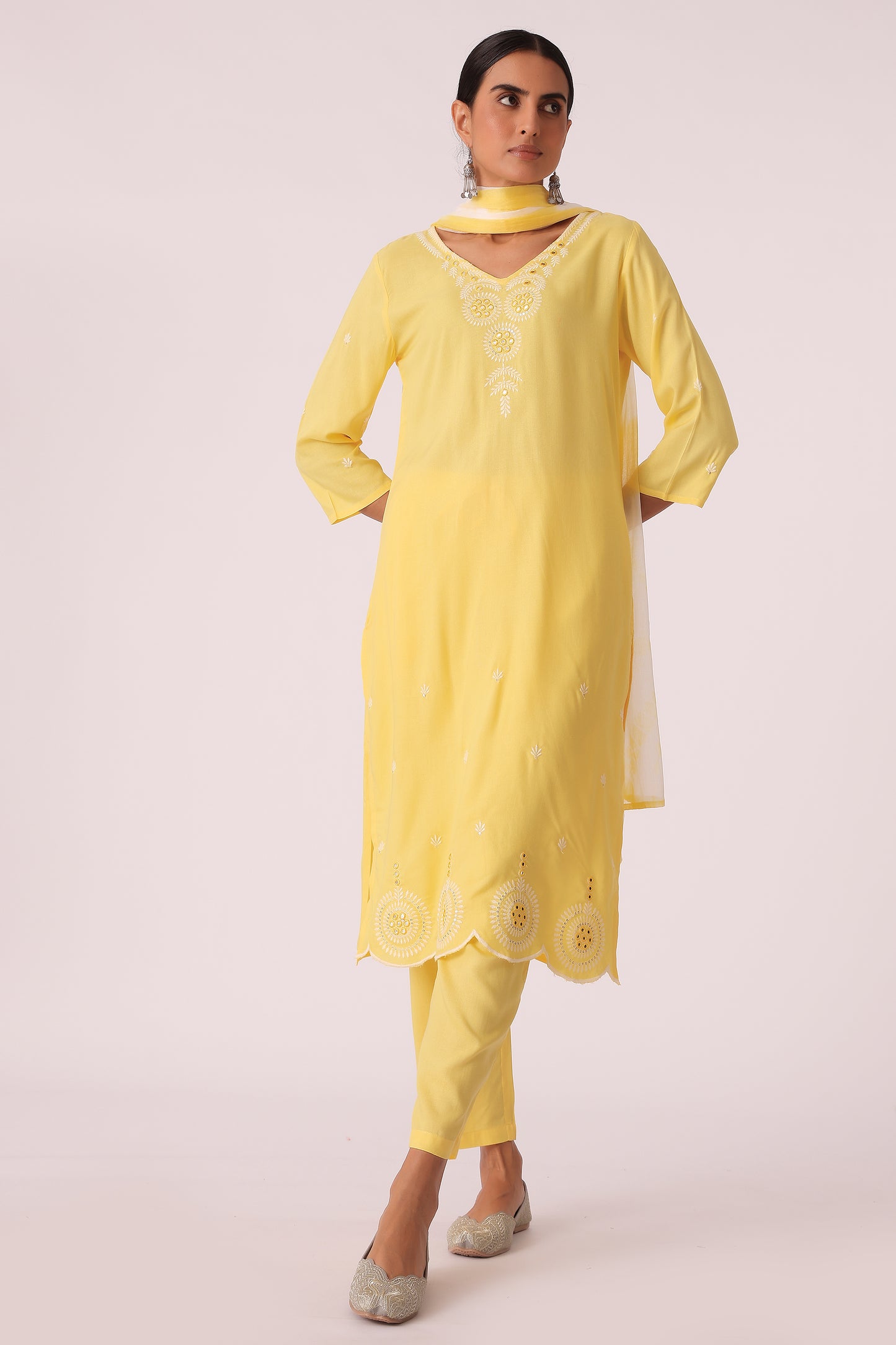 ETHNIC REGULAR FIT EMBROIDERY SKD - Yellow