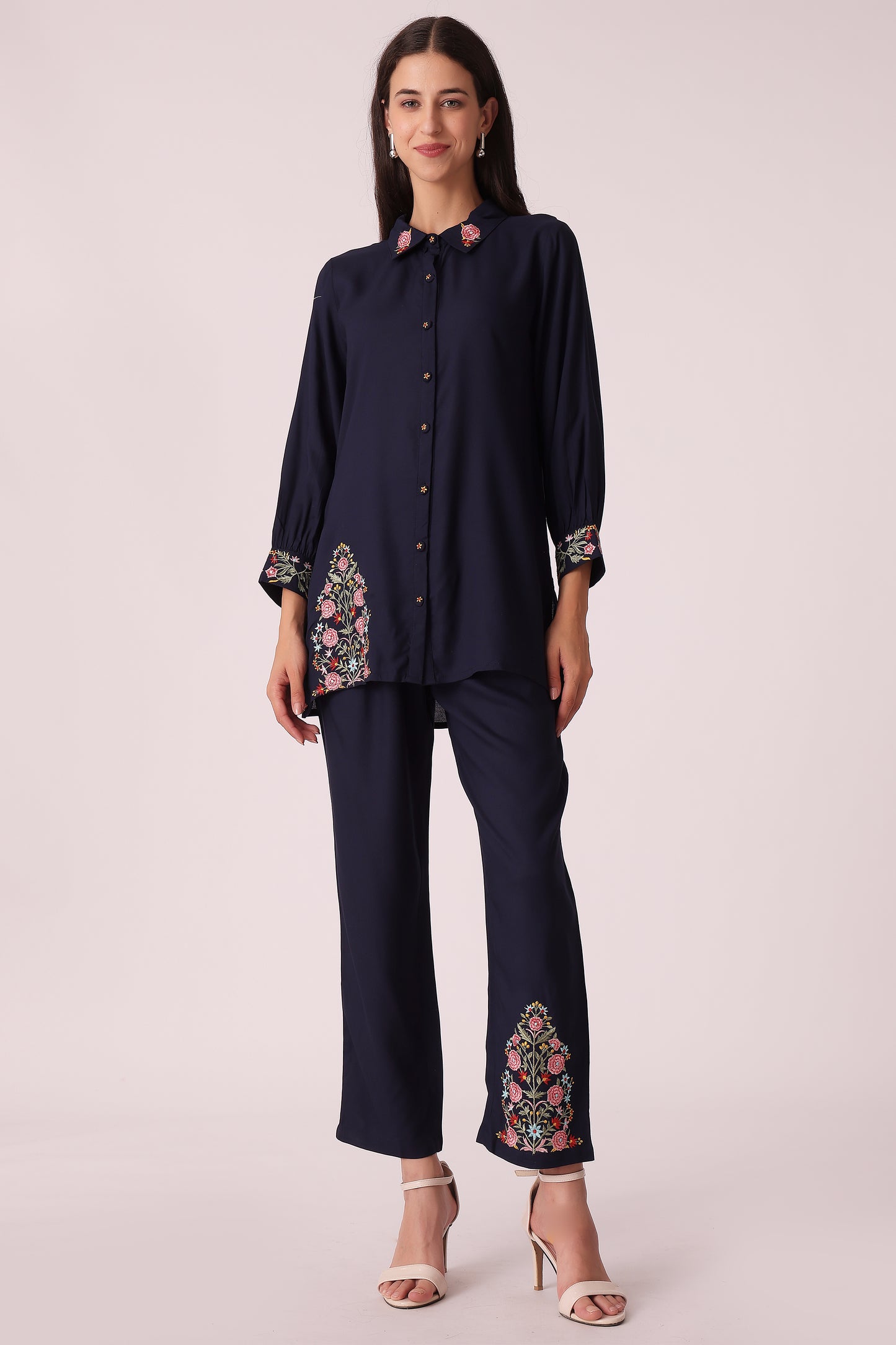 ETHNIC REGULAR FIT EMBROIDERY CORD SET - Navy