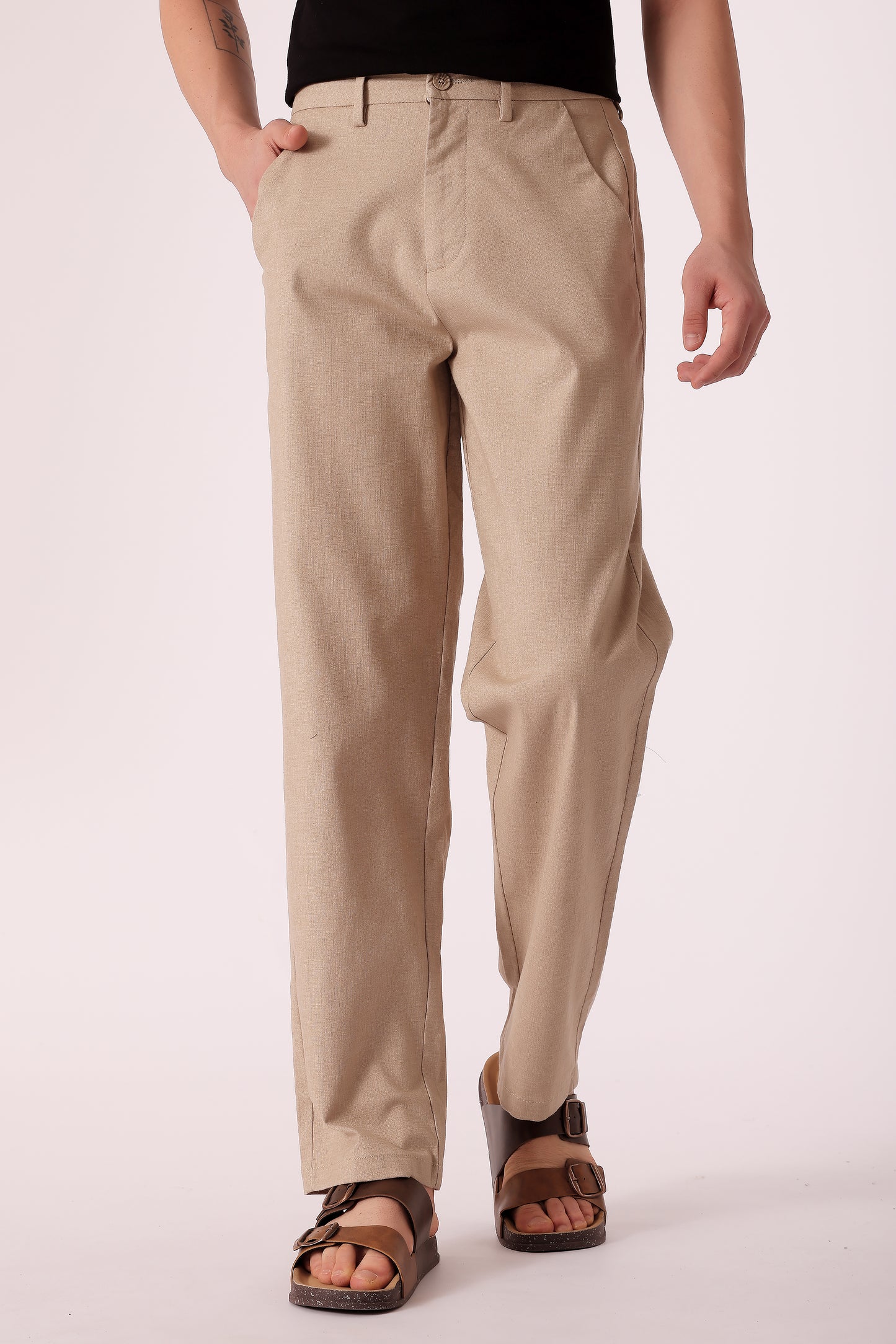 Men's Cotton stretch Straight Fit Chinos - Khaki