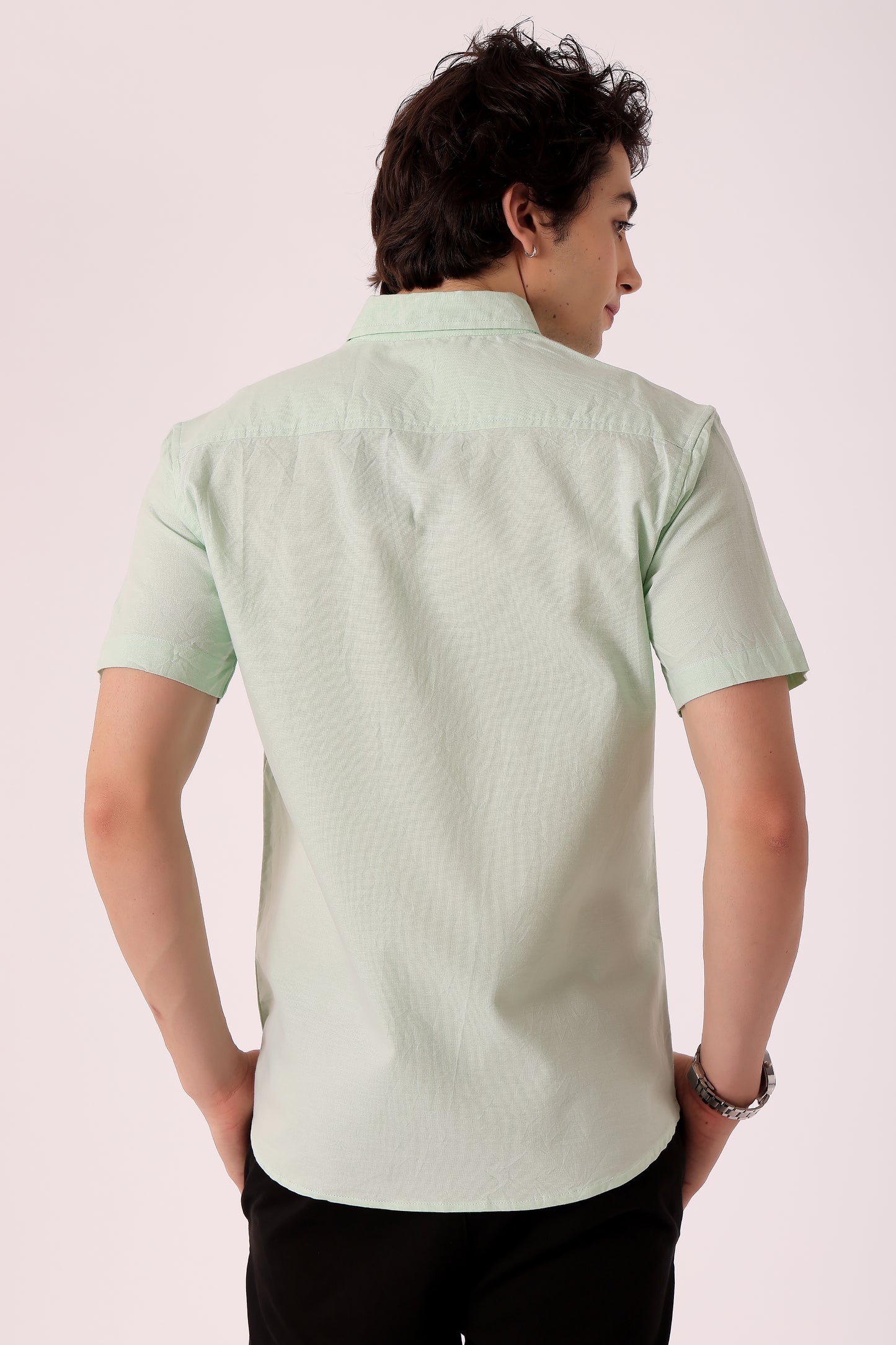 Men's Solid Oxford Shirt Half Sleeve - extra image 6