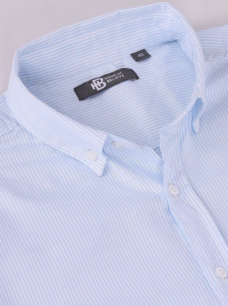 Men's Stripe Oxford Shirt Half Sleeve - extra image 6