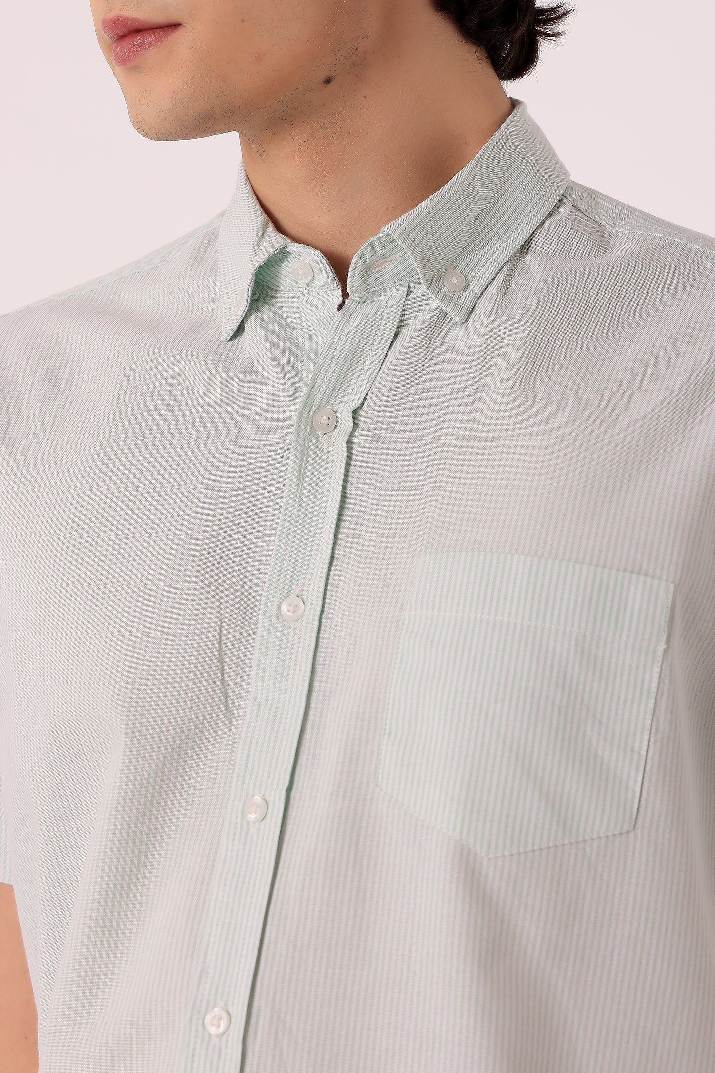 Men's Stripe Oxford Shirt Half Sleeve - extra image 6