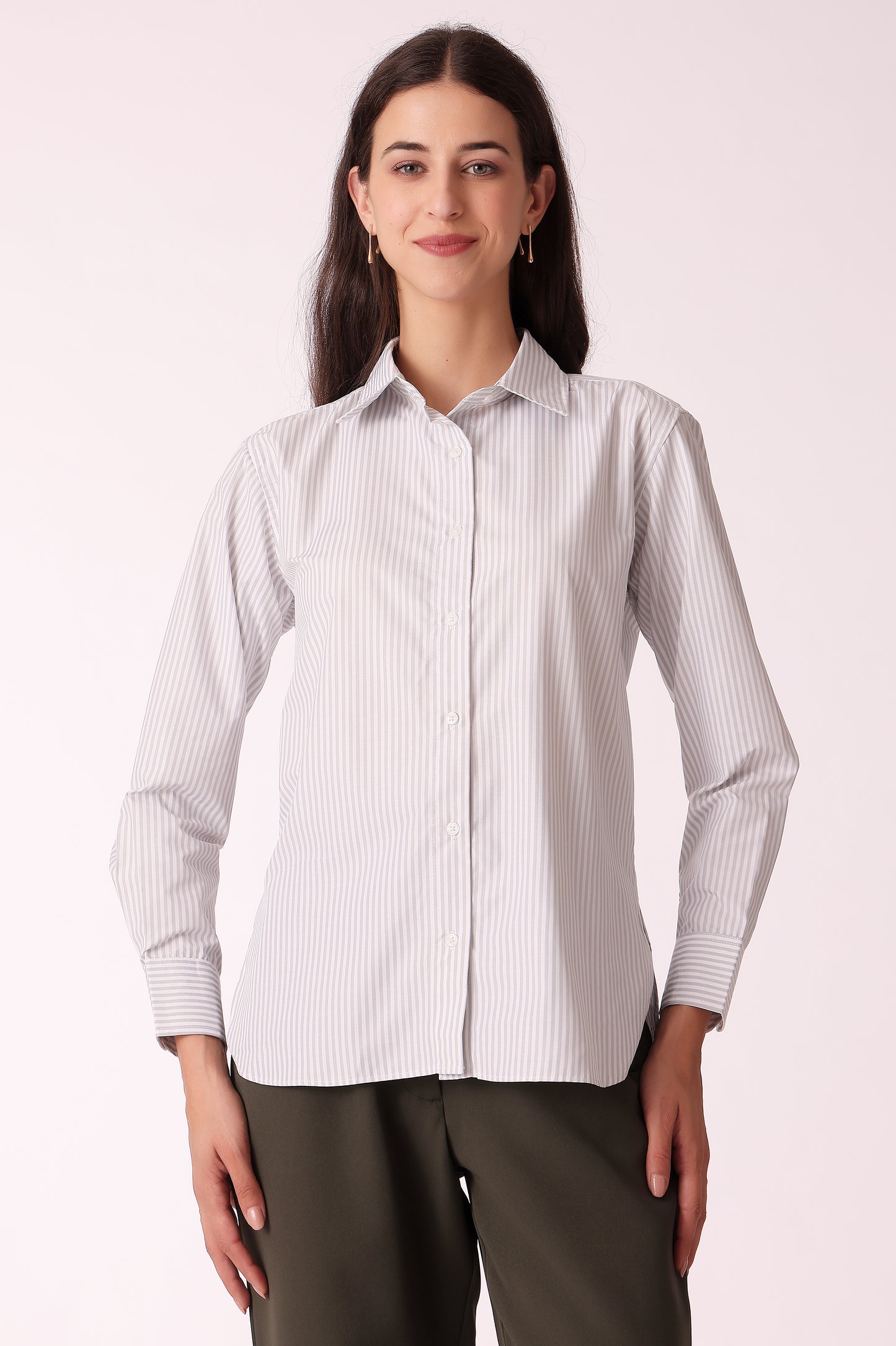 western relaxed casual stripe shirts - Light Grey
