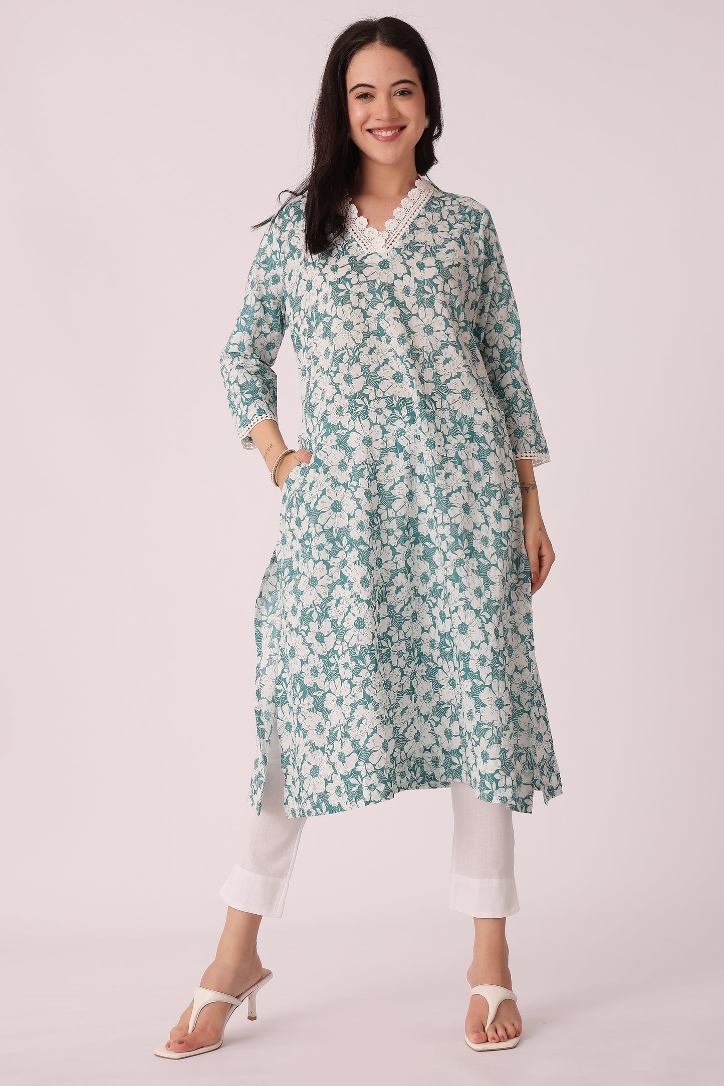 ETHNIC STRAIGHT FIT ALL OVER PRINT KURTA - extra image 3