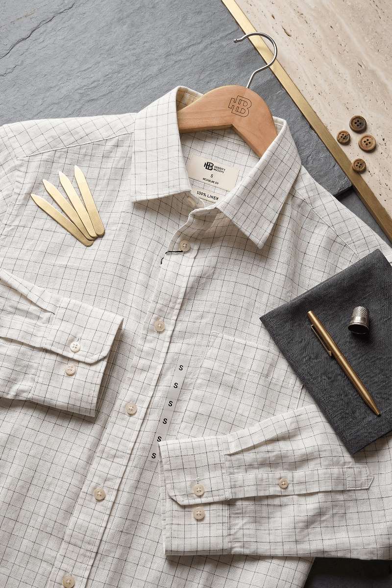 Men's Pure Linen Checks Shirt - extra image 2