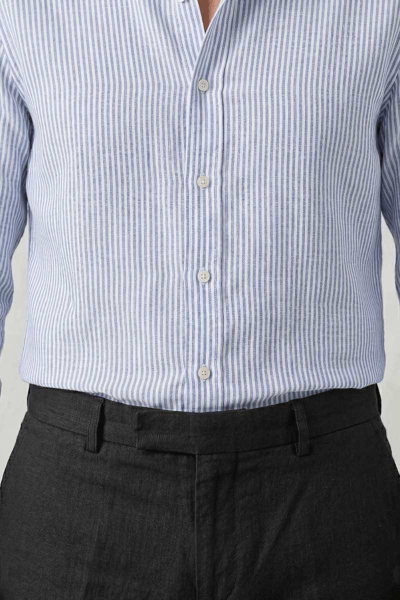 Men's Pure Linen Stripe Shirt - extra image 5