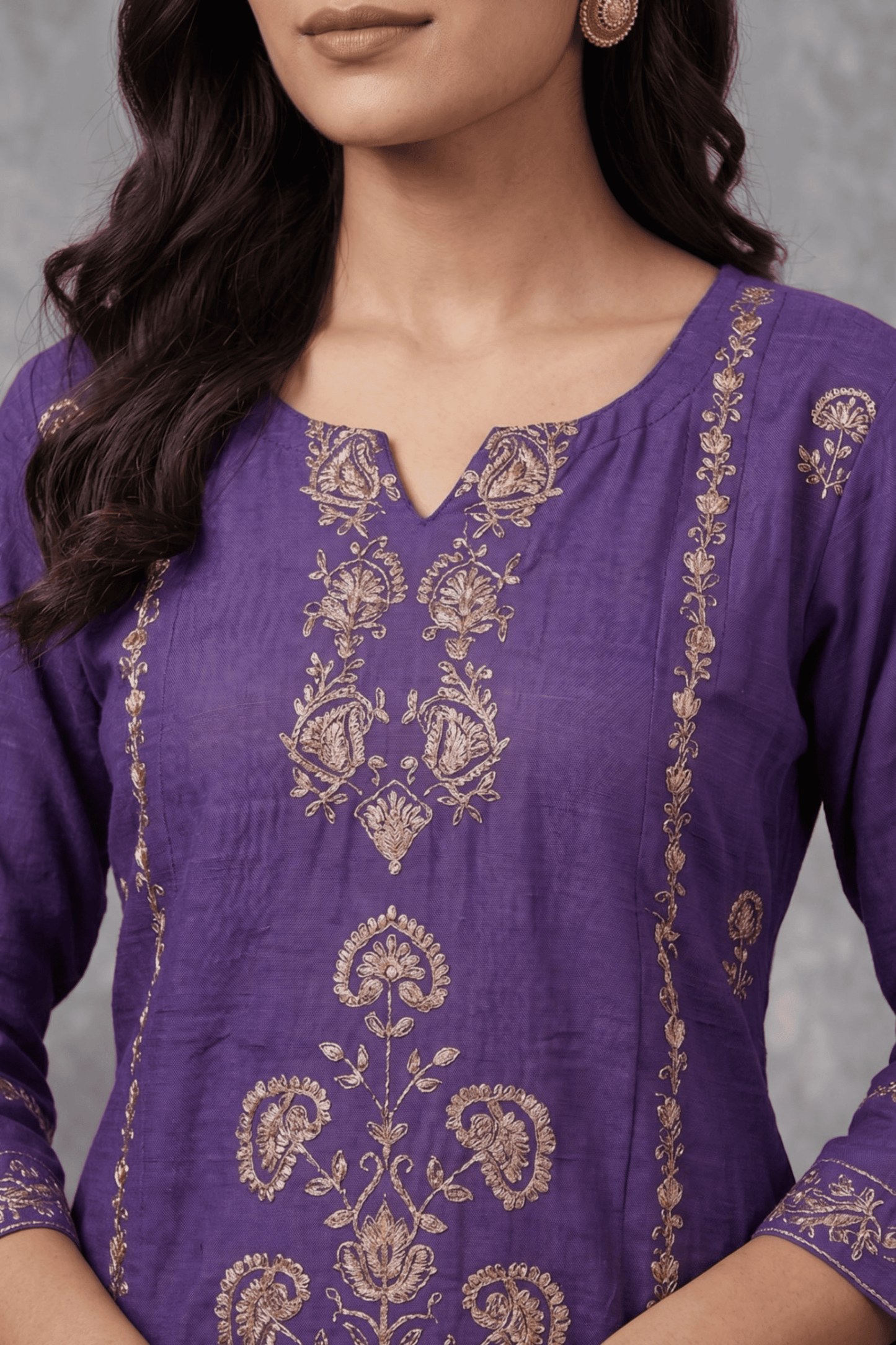 ETHNIC EMBROIDERY CORD SET- Purple