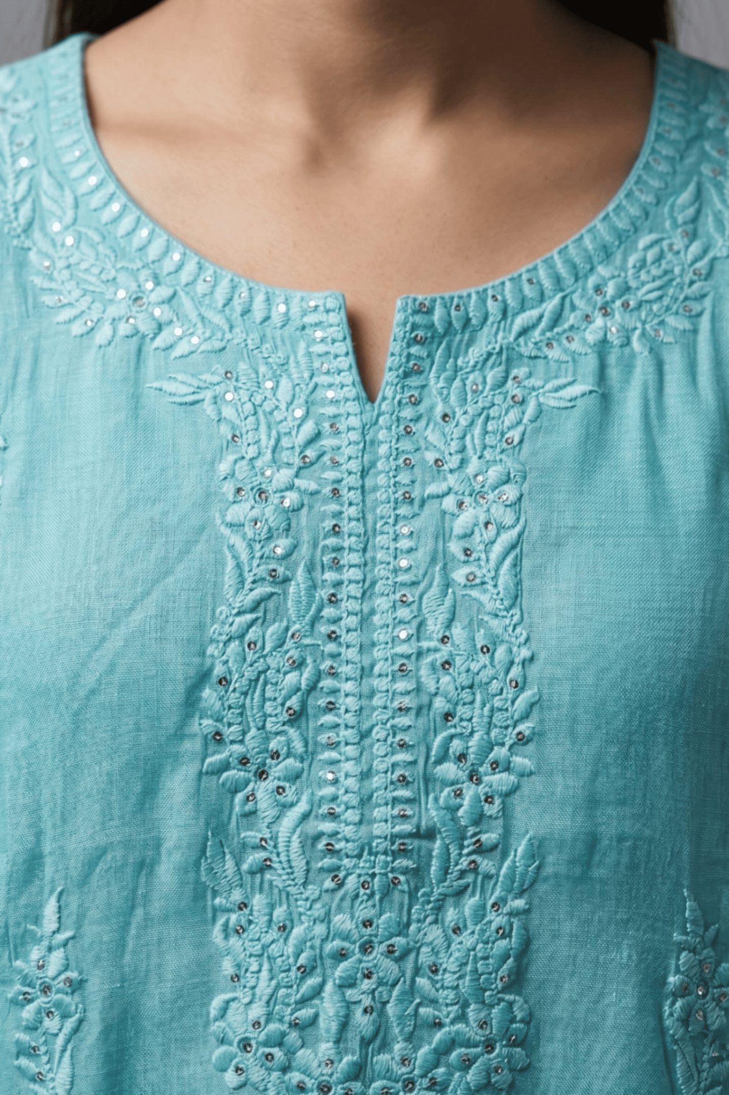 ETHNIC EMBROIDERY CORD SET- Sky Blue