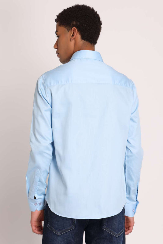 Mens Formal Satin Sky Blue Shirt