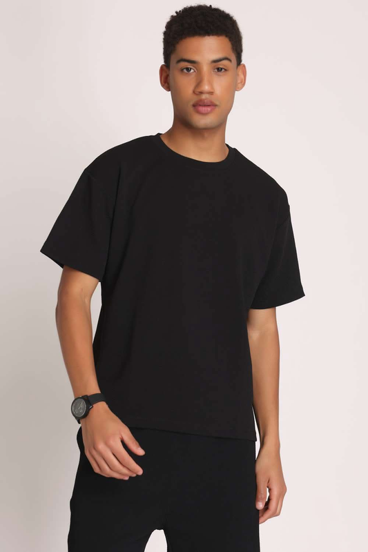 Mens Summer Half Sleeves Tshirt- Black - BLACK
