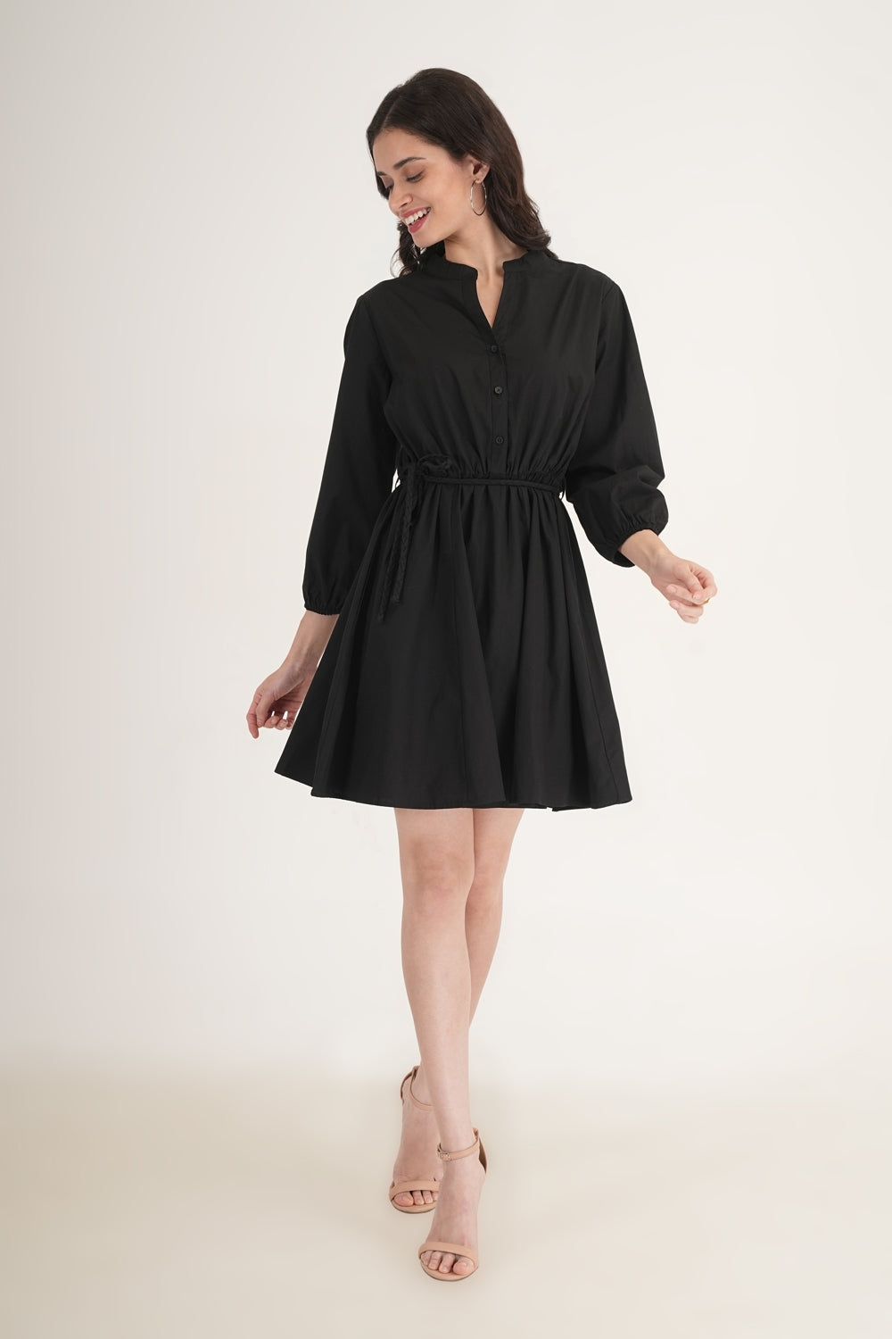 WESTERN REGULAR CASUAL SOLID DRESSES - Black