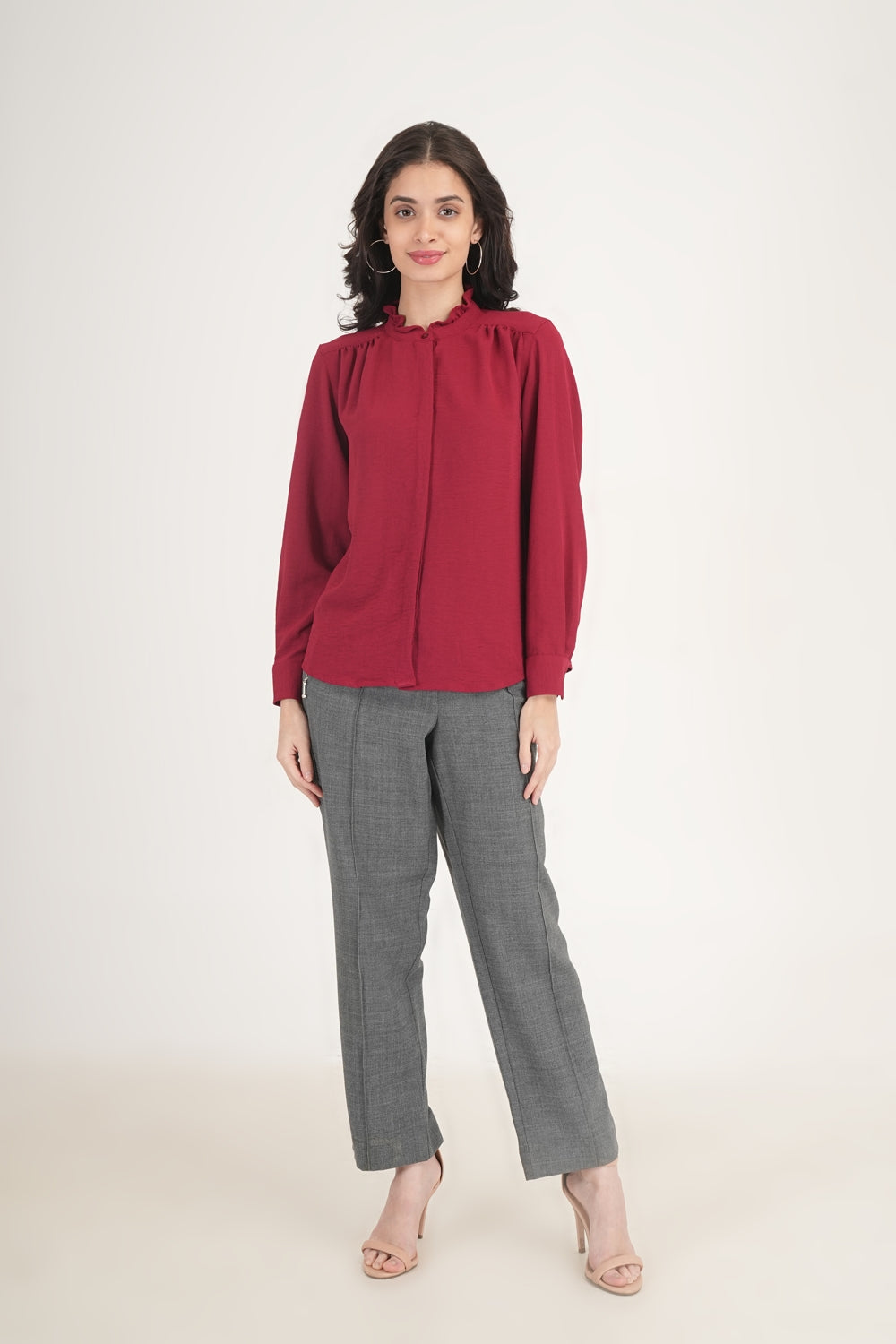 WESTERN REGULAR CASUAL SOLID SHIRTS - Maroon