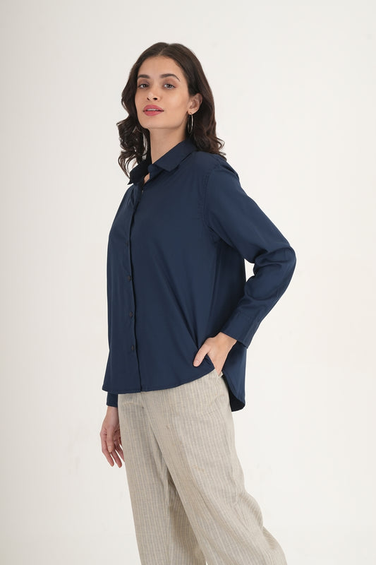 WESTERN REGULAR CASUAL SOLID SHIRTS - Navy