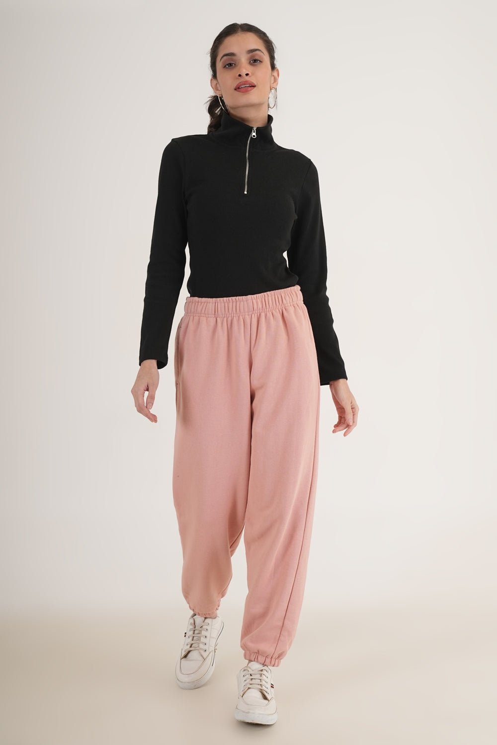 WESTERN REGULAR FIT CASUAL SOLID TRACKPANTS - Peach