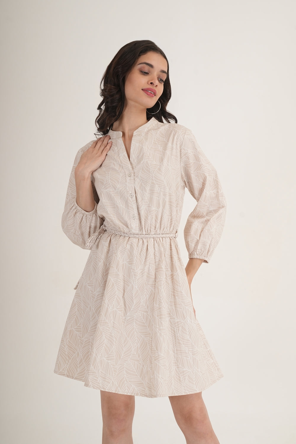 WESTERN REGULAR CASUAL PRINTED DRESSES - Beige