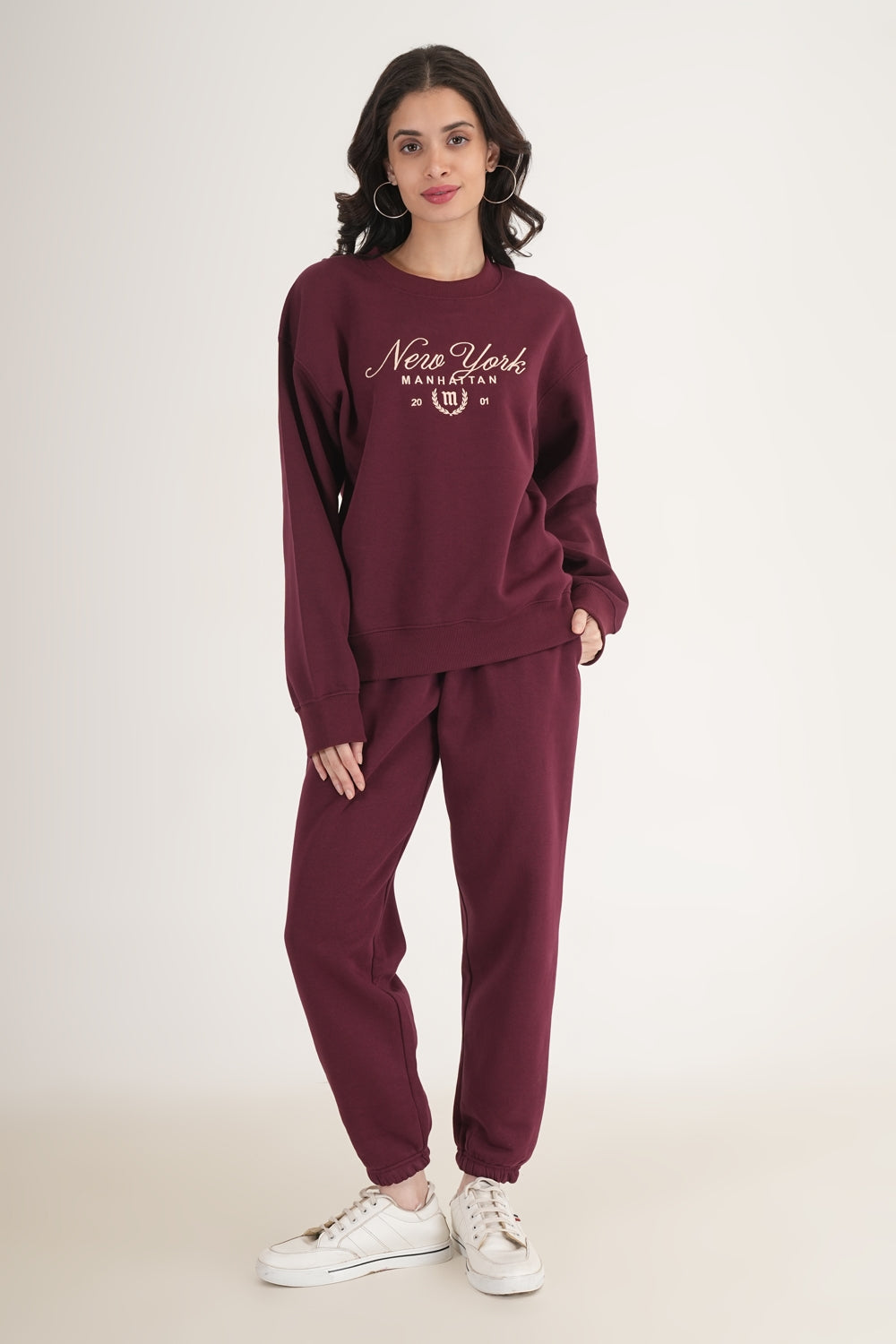 WESTERN REGULAR FIT CASUAL SOLID SWEATSHIRTS - Wine
