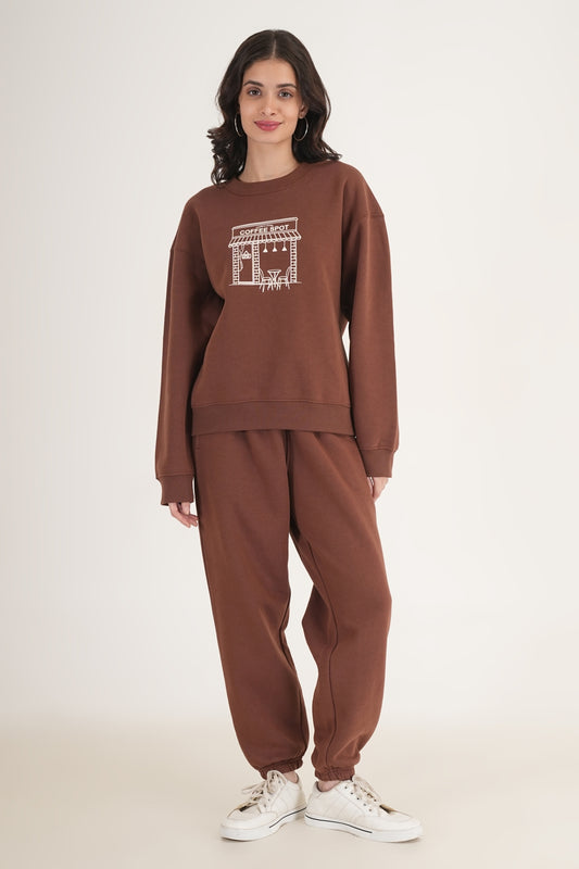 WESTERN REGULAR FIT CASUAL SOLID SWEATSHIRTS - Chocolate Brown