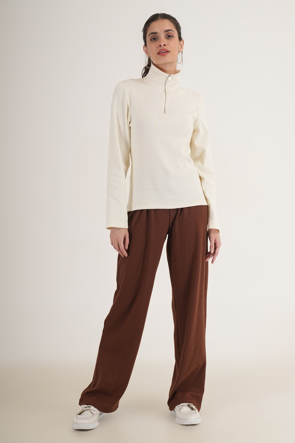 WESTERN STRAIGHT FIT CASUAL SOLID TRACKPANTS - Chocolate Brown