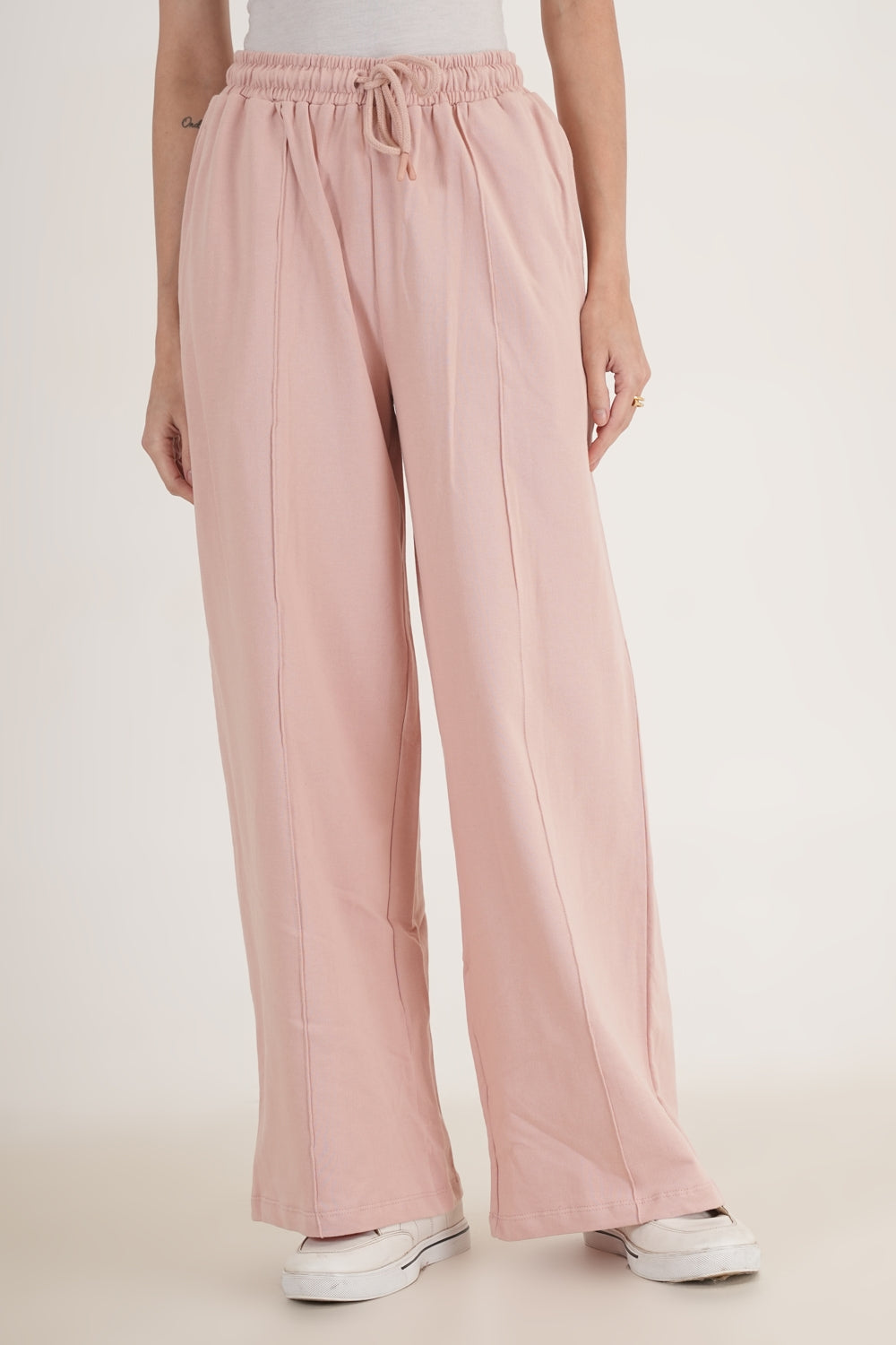 WESTERN FIT AND FLARE CASUAL SOLID TRACKPANTS - Pink