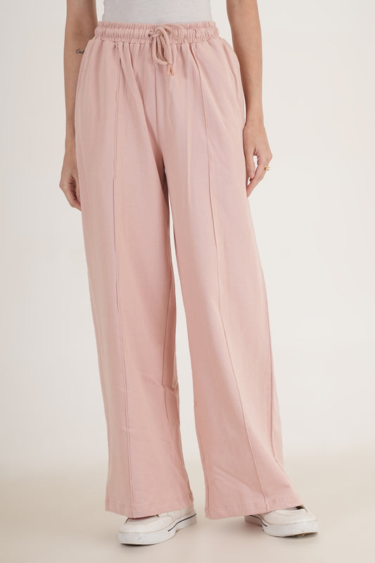 WESTERN FIT AND FLARE CASUAL SOLID TRACKPANTS - Pink